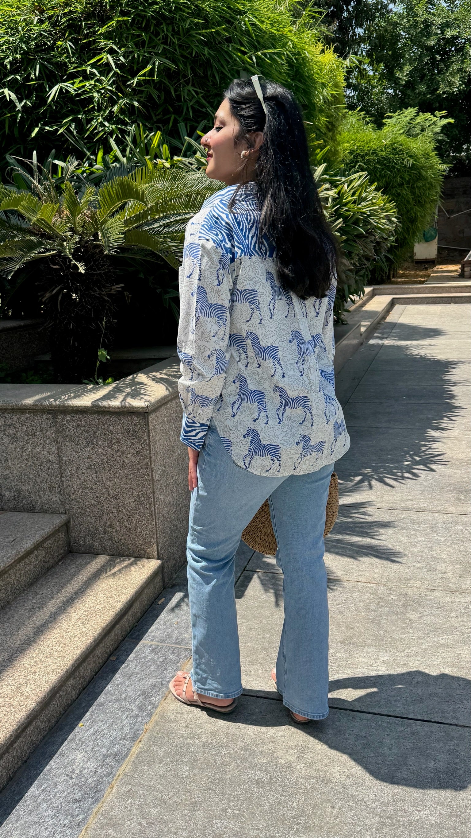 Zebra Striped Blue Shirt