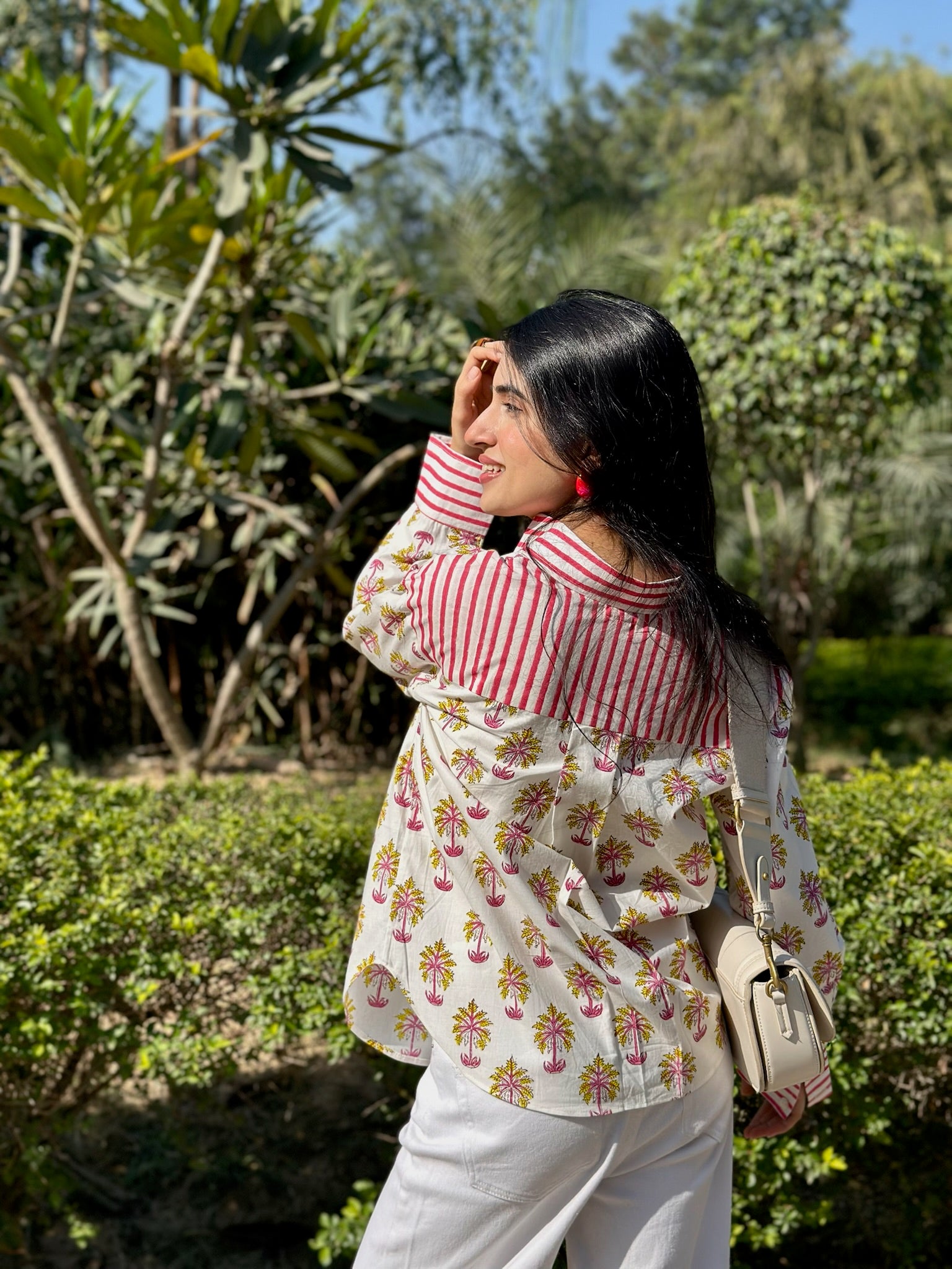 Palm Leaves Pink And Yellow Shirt