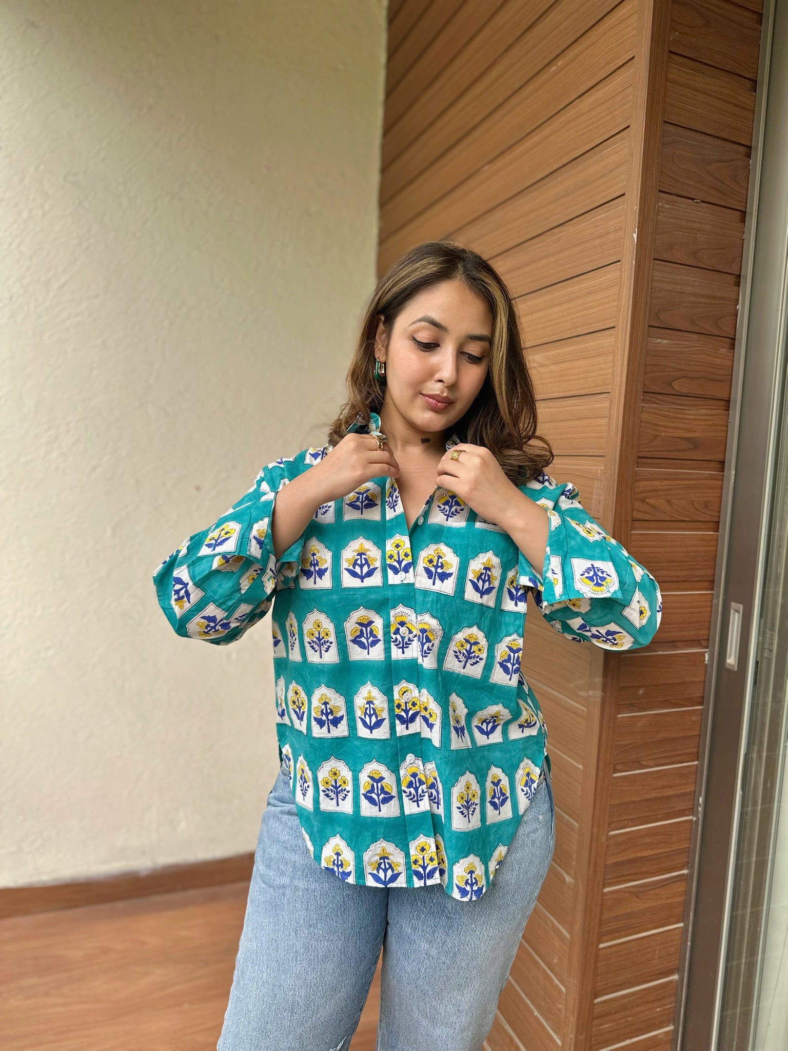 Exclusive Firozi Floral Shirt