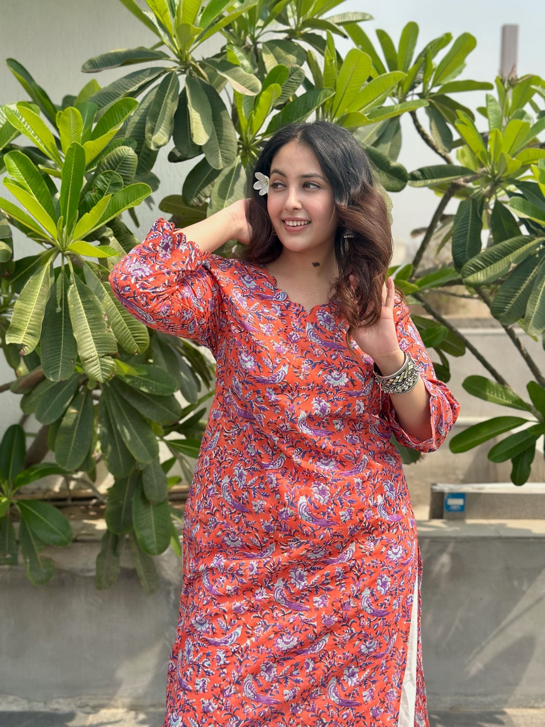 Deep Coral Long Kurta