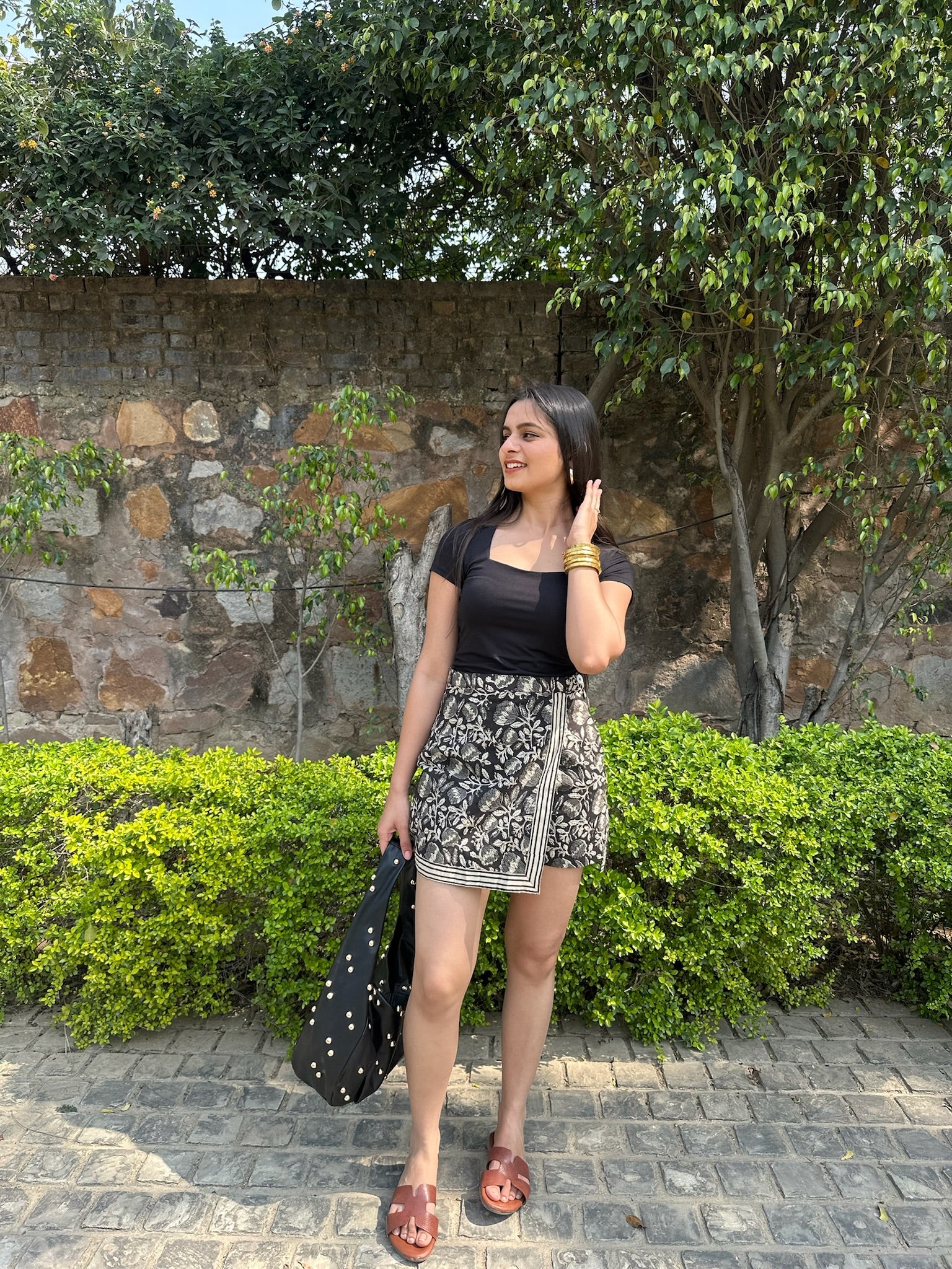 Affair Floral Block Print Skort