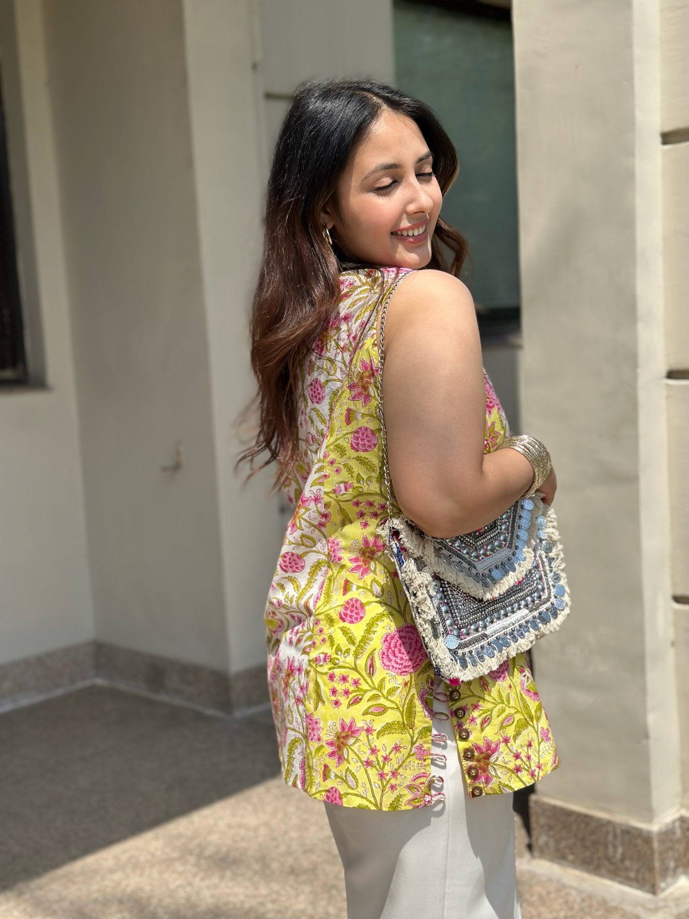 Cotton White Halter Short Kurti