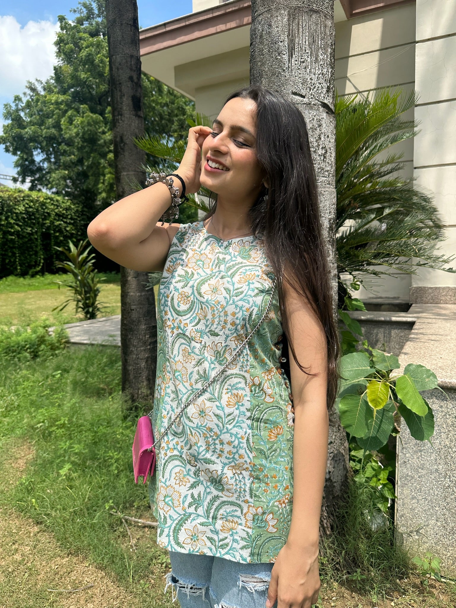 Sage Green Halter Short Kurti