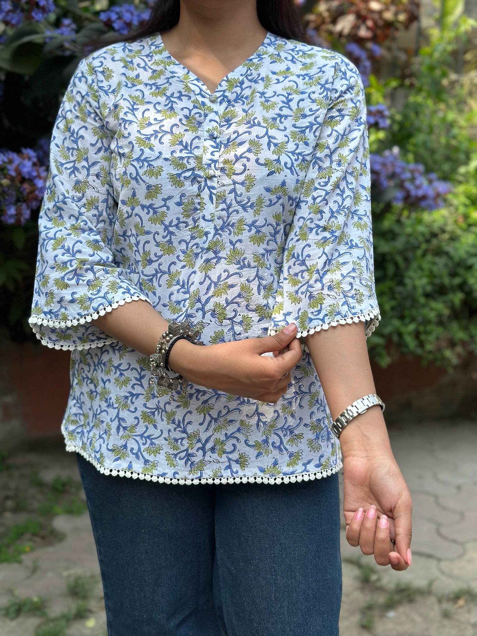 Lagoon White Lace Kurti