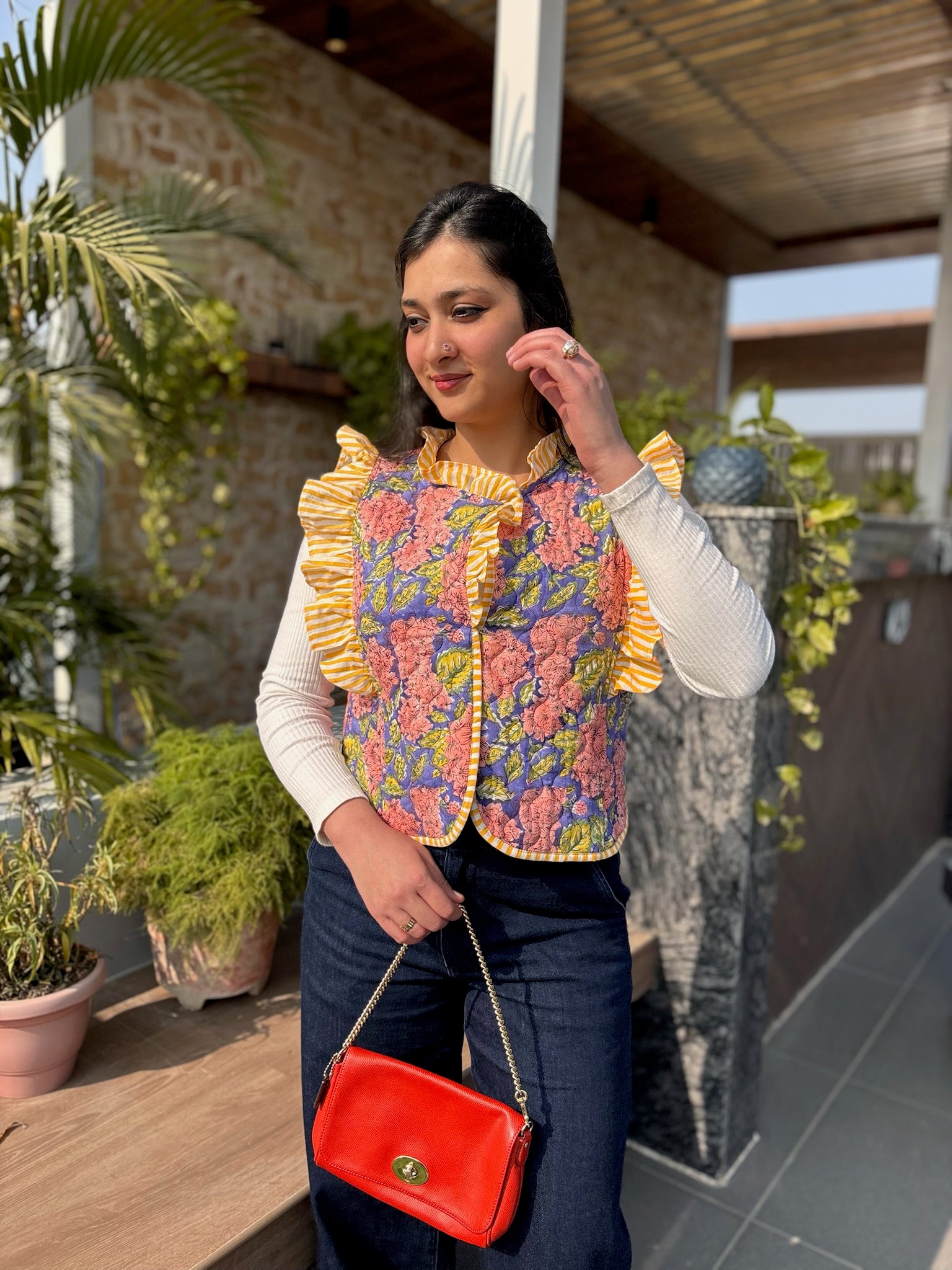 Violet Gulabi Quilted Frill Jacket