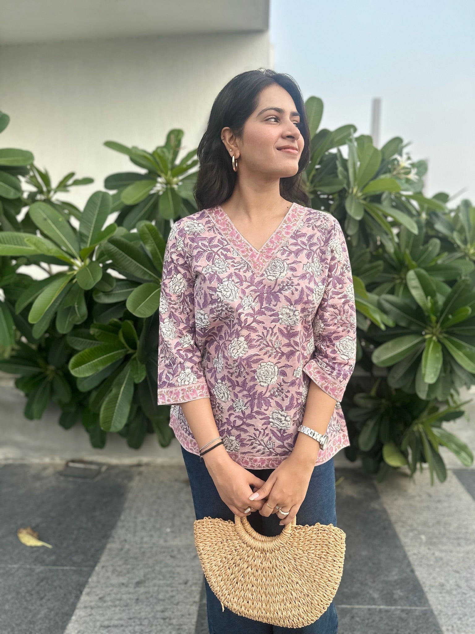 Gulabi Petal Veil Short Kurti