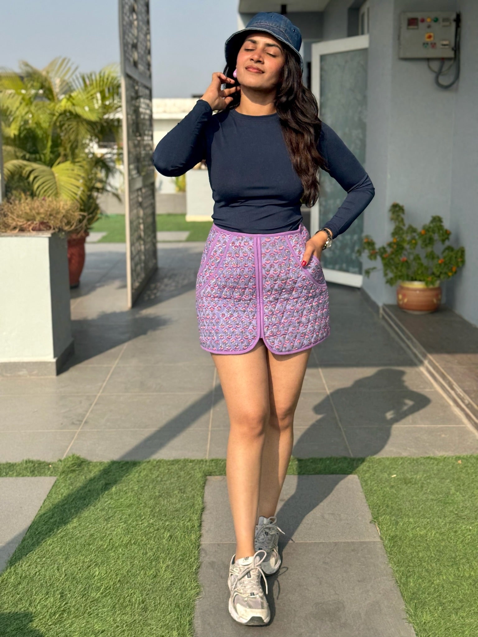 Orchid Floral Quilted Skirt