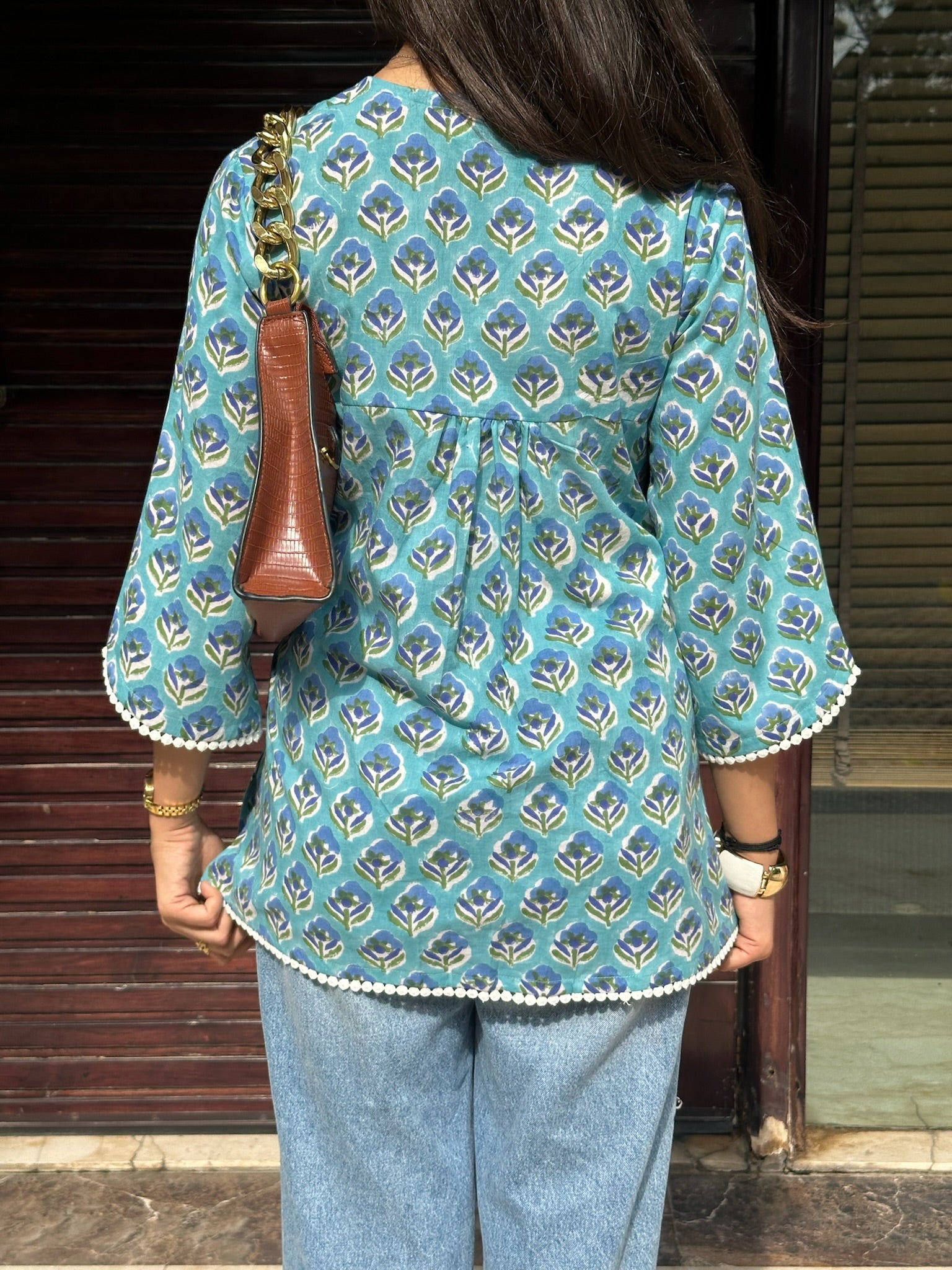 Lagoon Green Lace Kurti