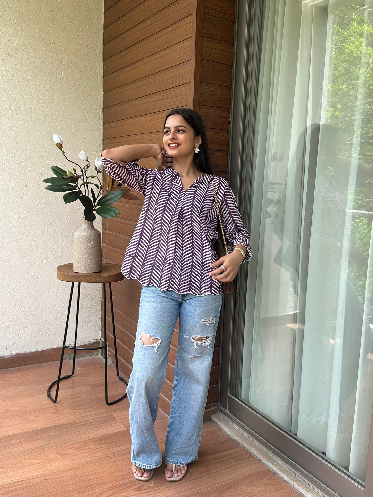 Purple Leaf Scallop Top