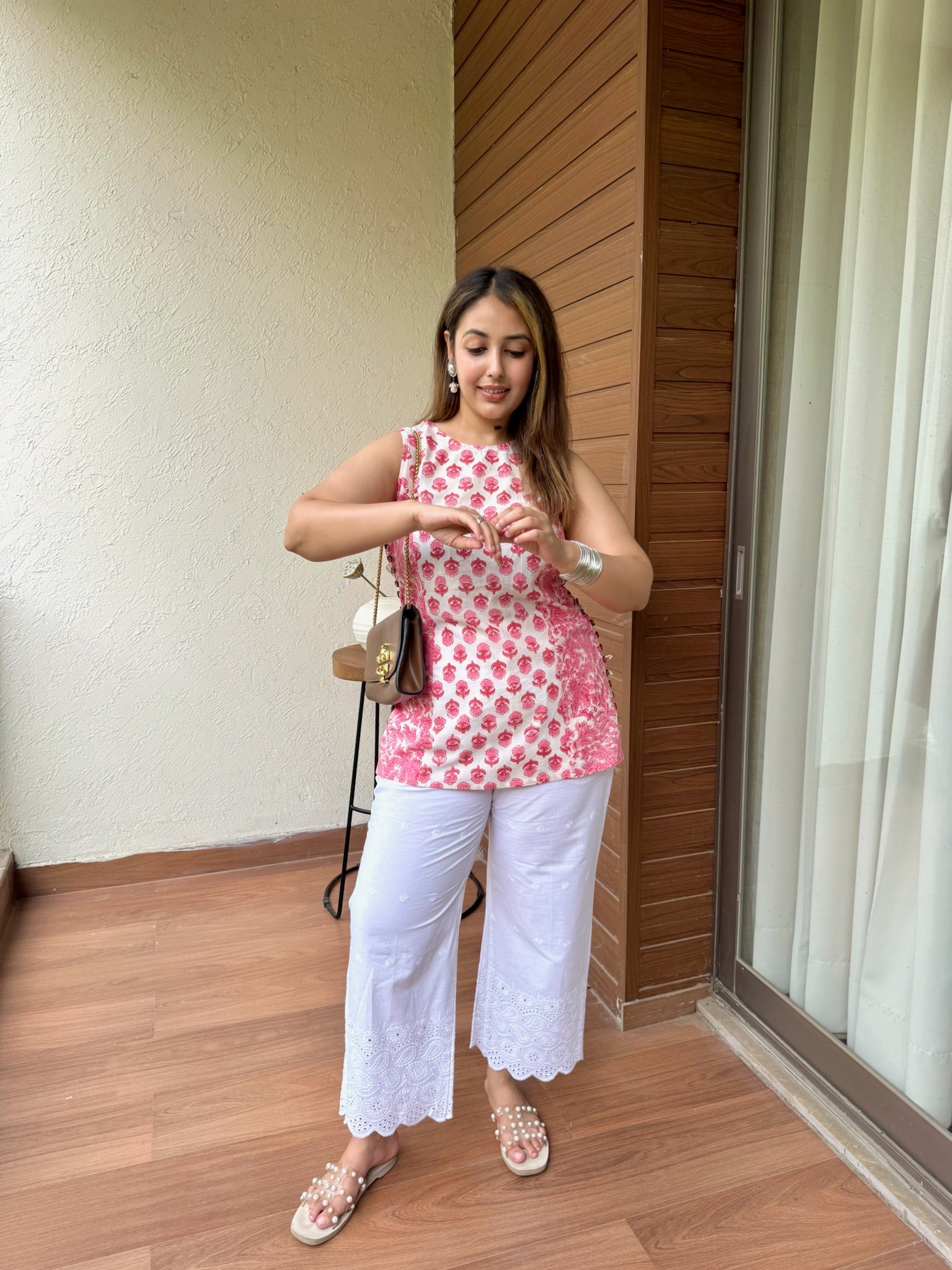 Hibiscus Red Halter Short Kurti