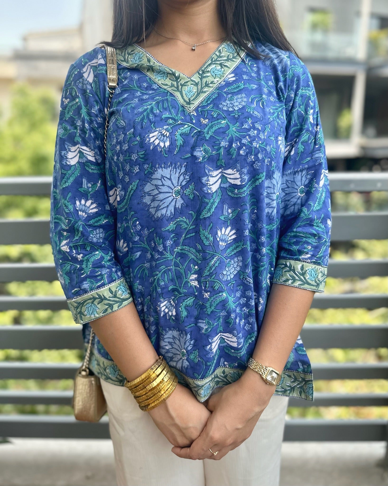 Arctic Ice Blue Short Kurti