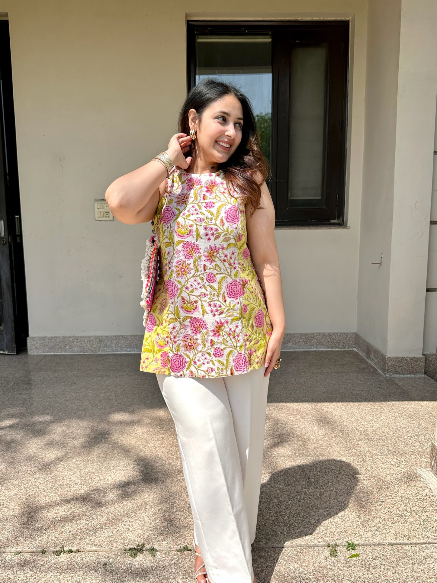 Cotton White Halter Short Kurti