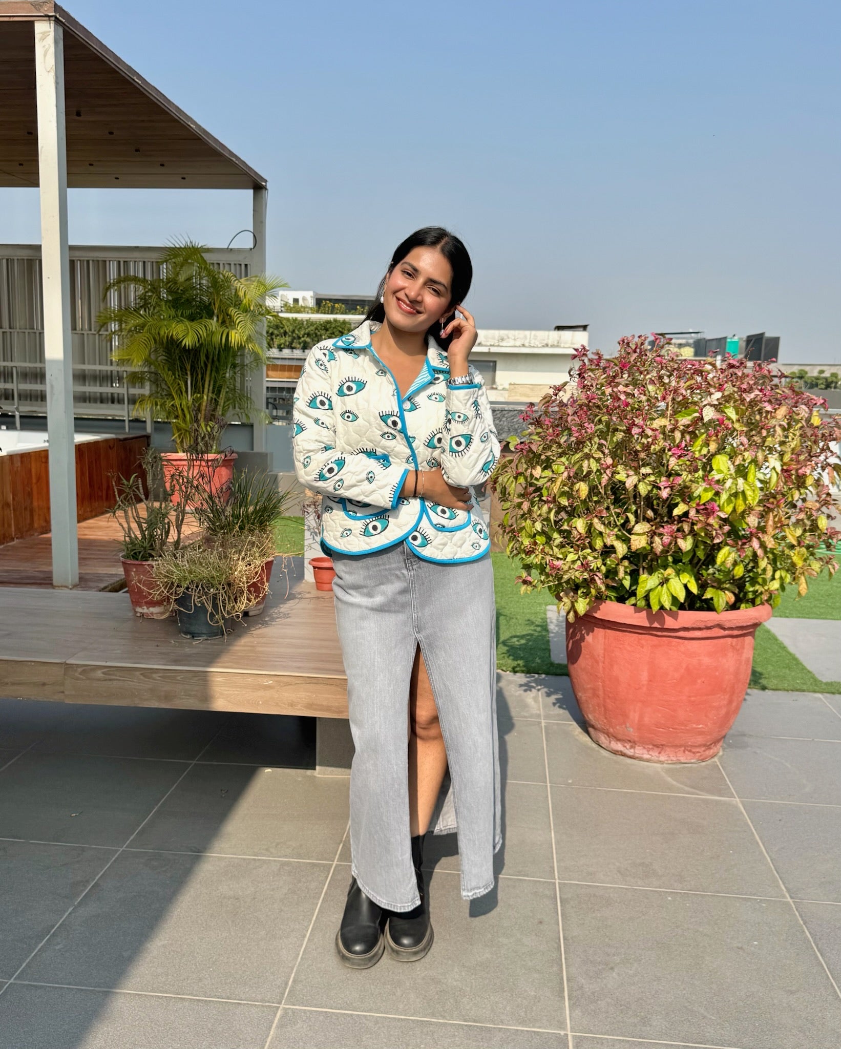 Evil Eye Blue Bomber Jacket