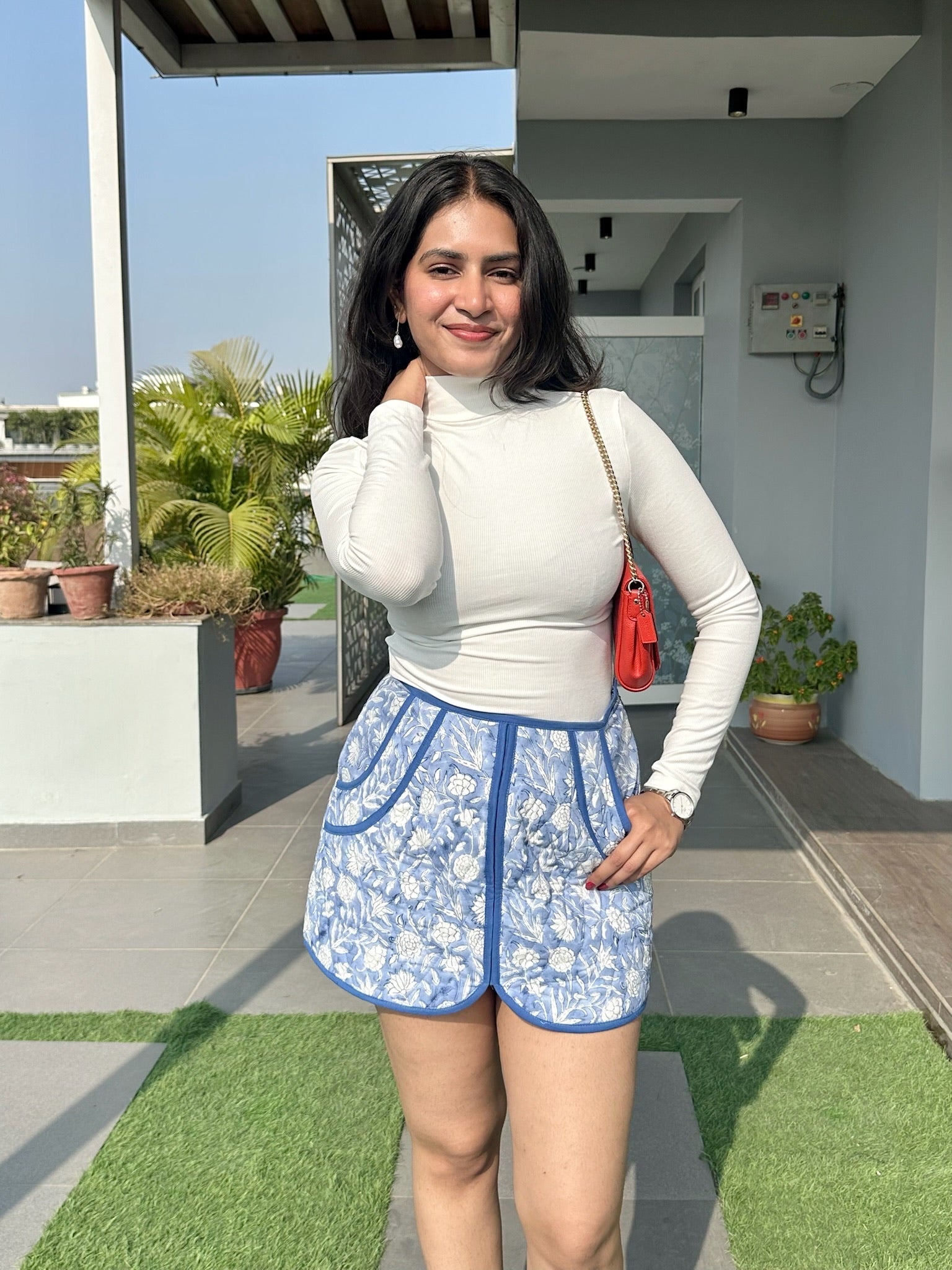 Ash Blue Quilted Skirt