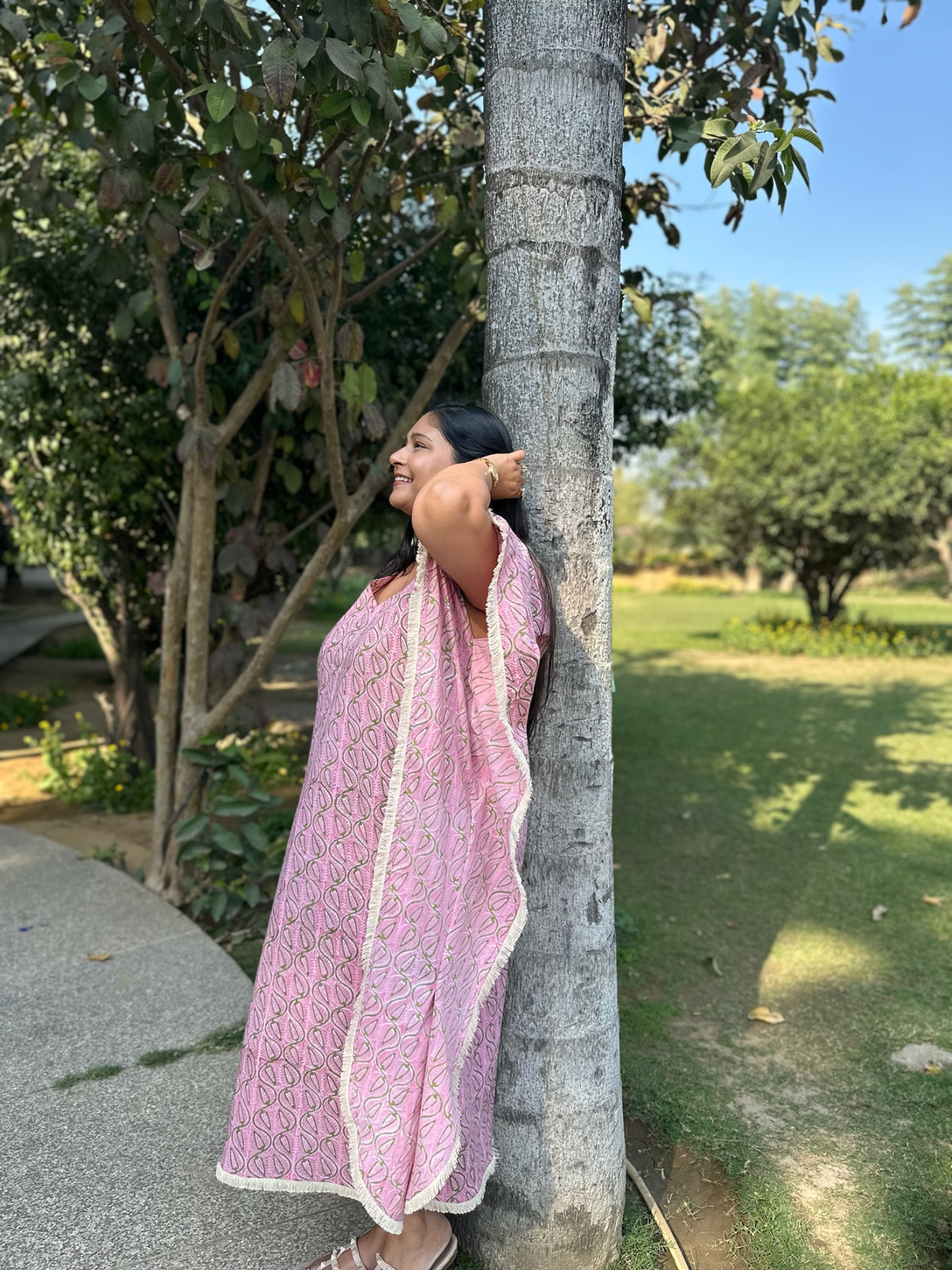 Pink Floral Kaftan Dress