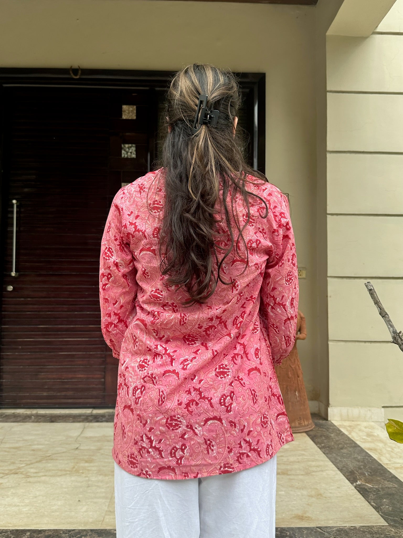 Midnight Pink Gather Short Kurti