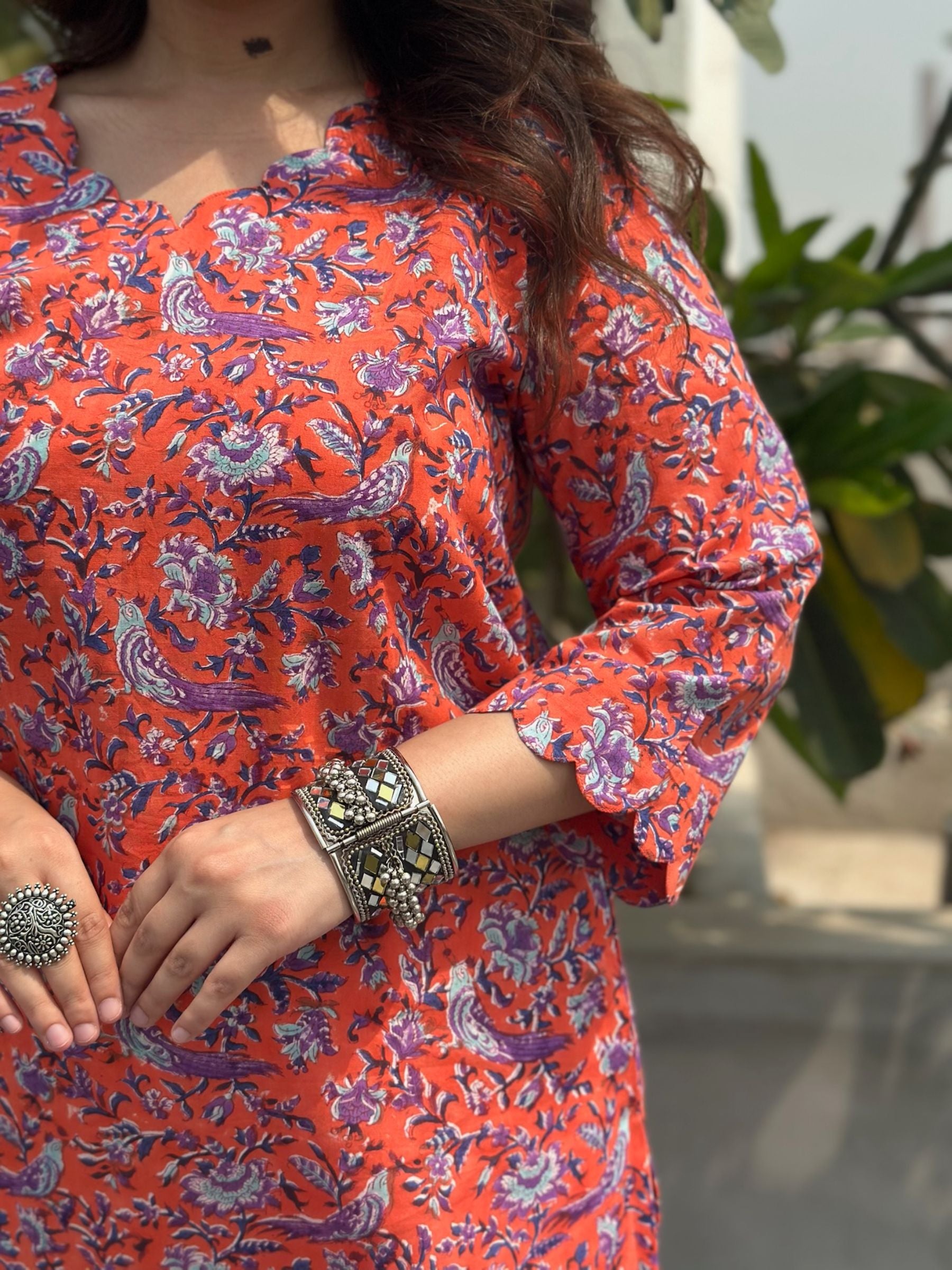 Deep Coral Long Kurta