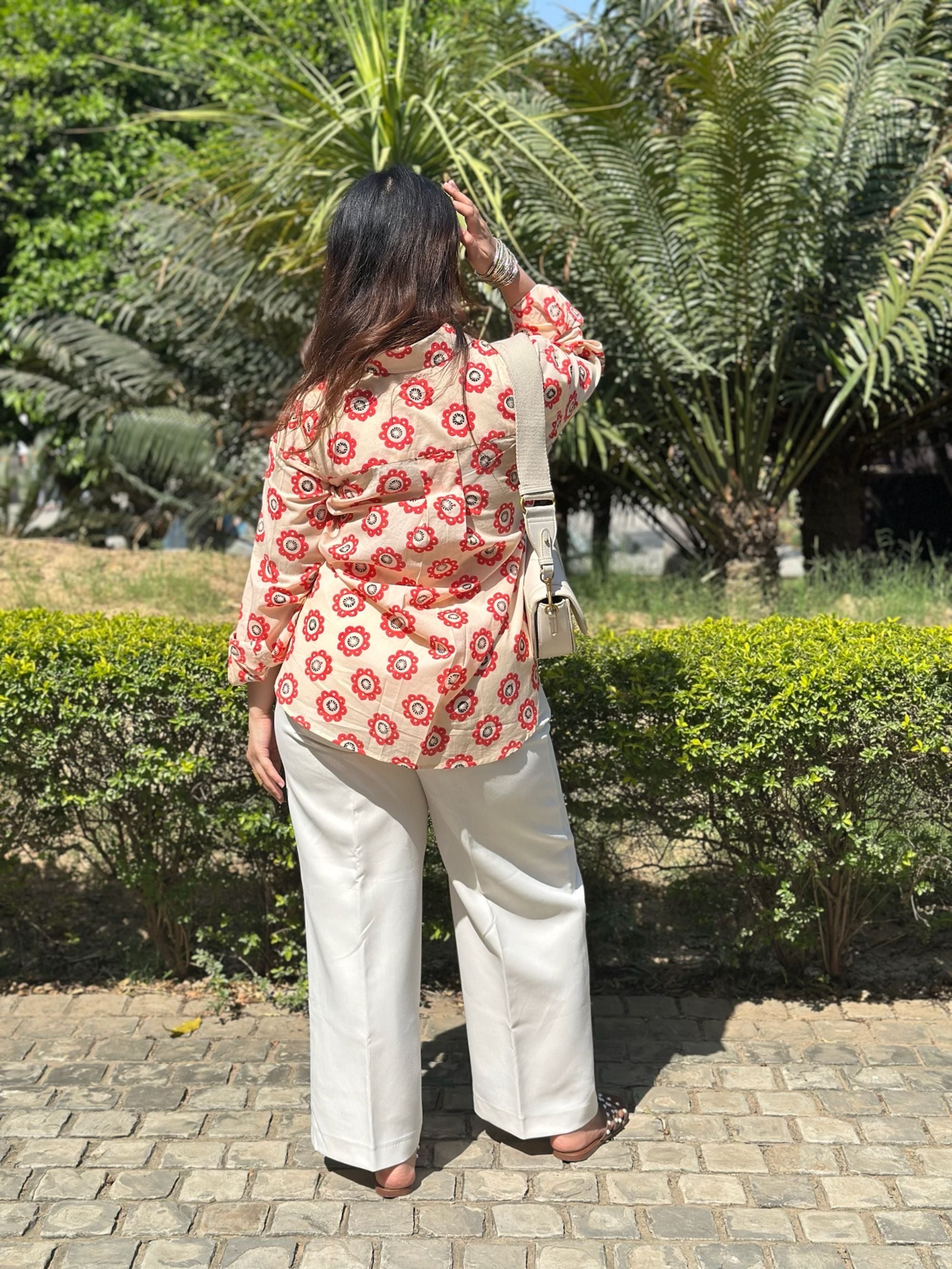Abstract Floral Red Shirt