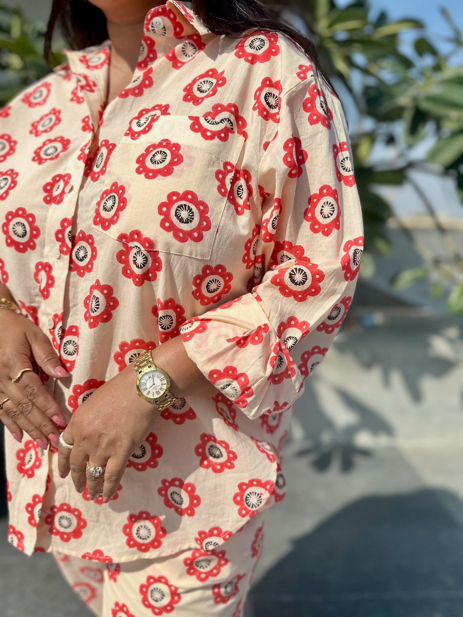 Abstract Floral Red Co-ord Set