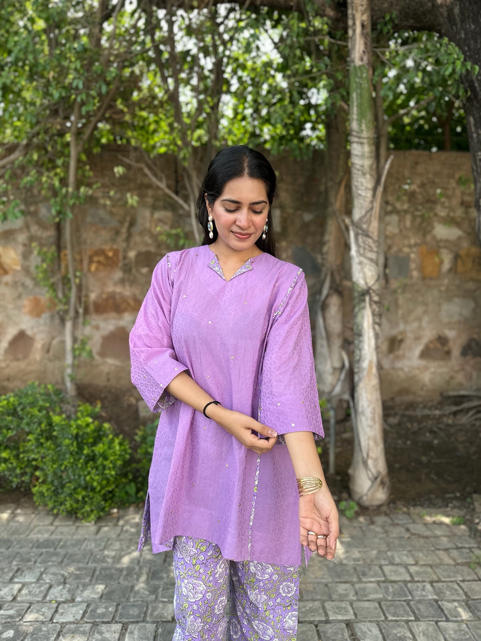 wisteria purple short dobby co-ord set