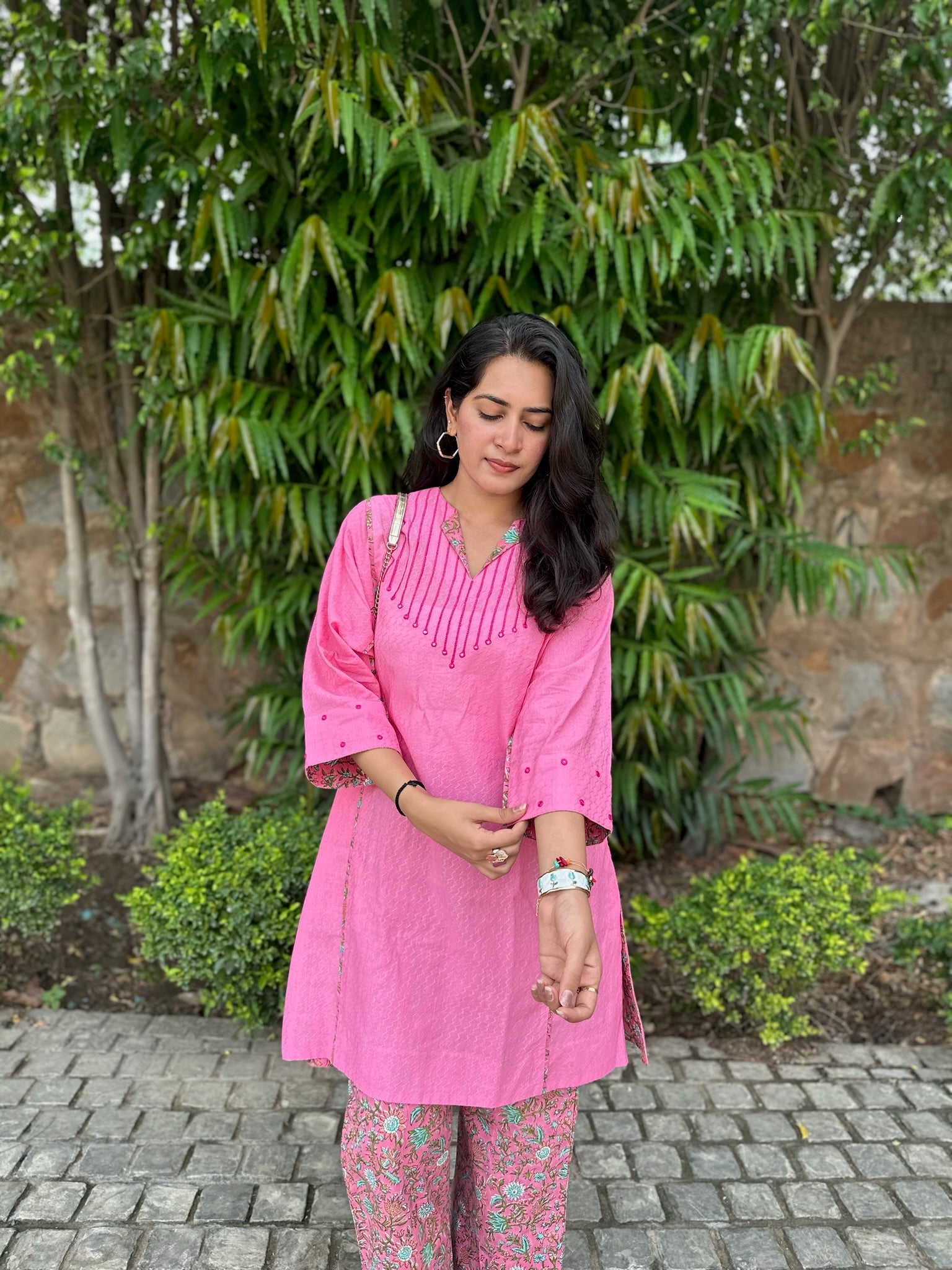 Sorbet Pink Long Dobby Co-Ord Set