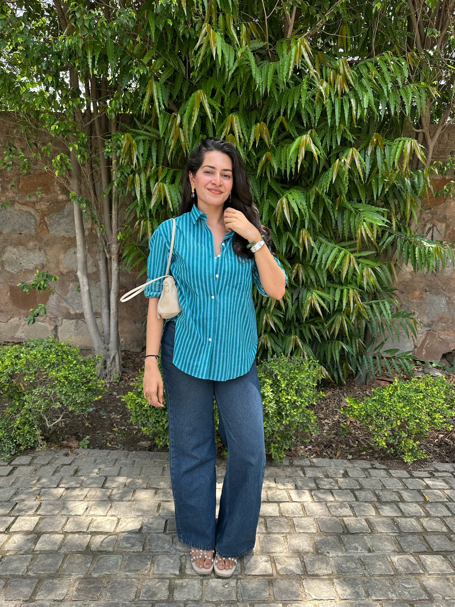 multi sea blue palette striped shirt