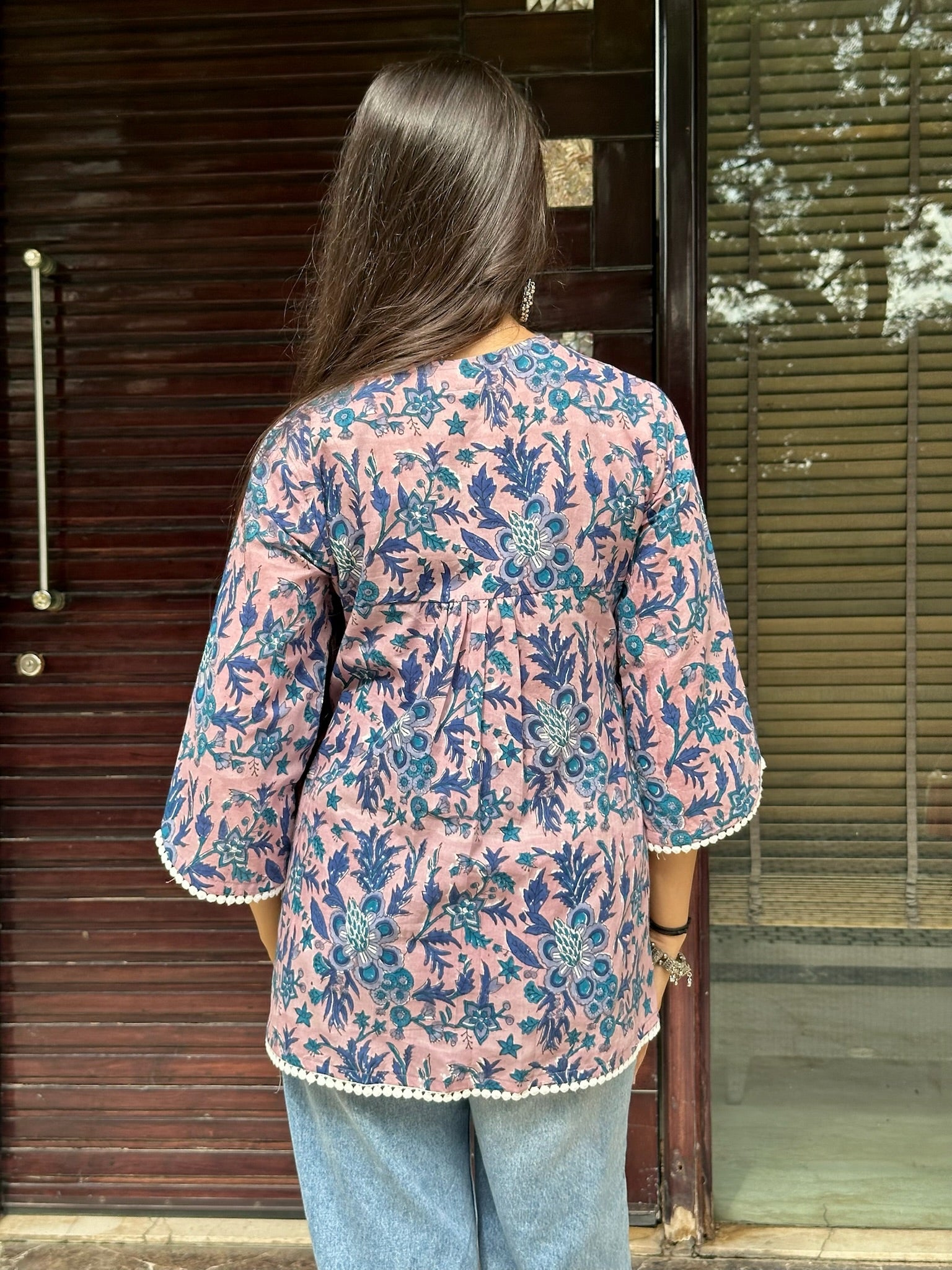 Petal Pink Lace Kurti