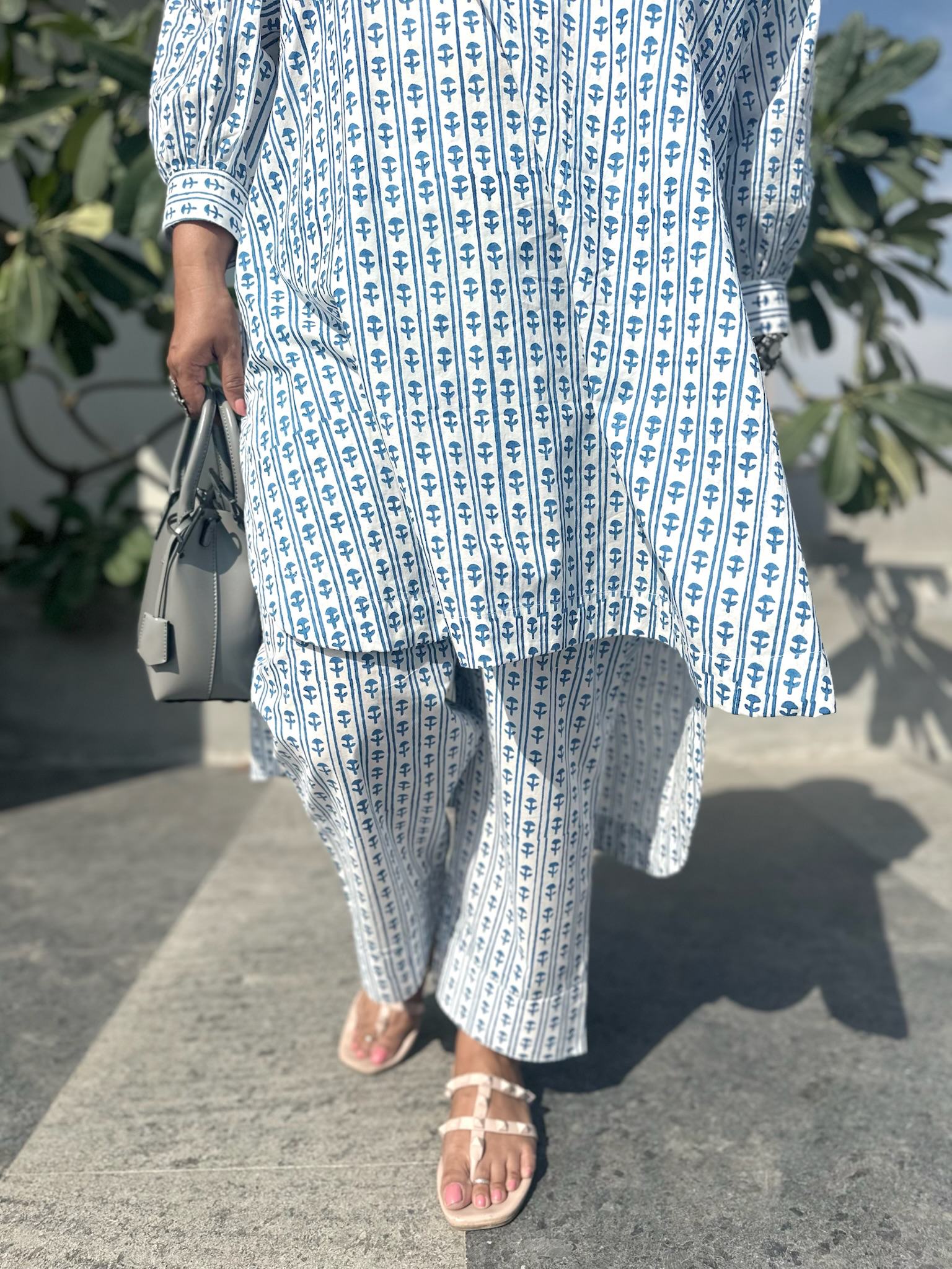 Boxy Blue Floral Stripe Co-ord Set