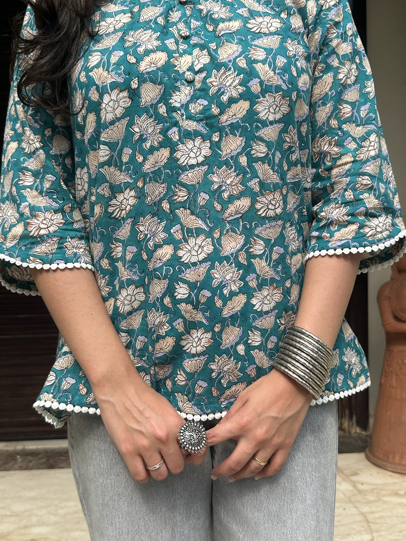 Coastal Green Lace Kurti