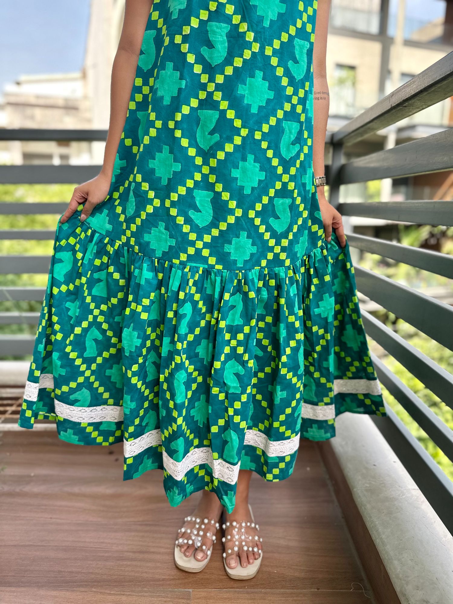Azure Ocean Halter Maxi Dress