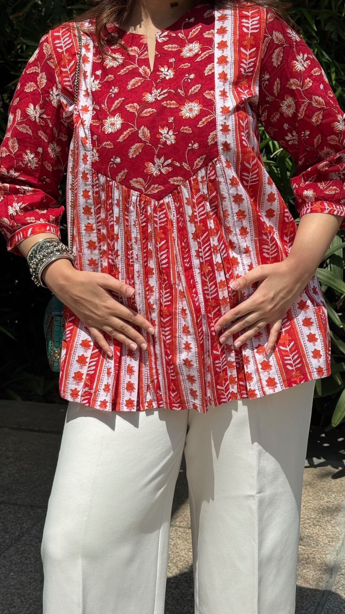 Ruby Red Gather Short Kurti