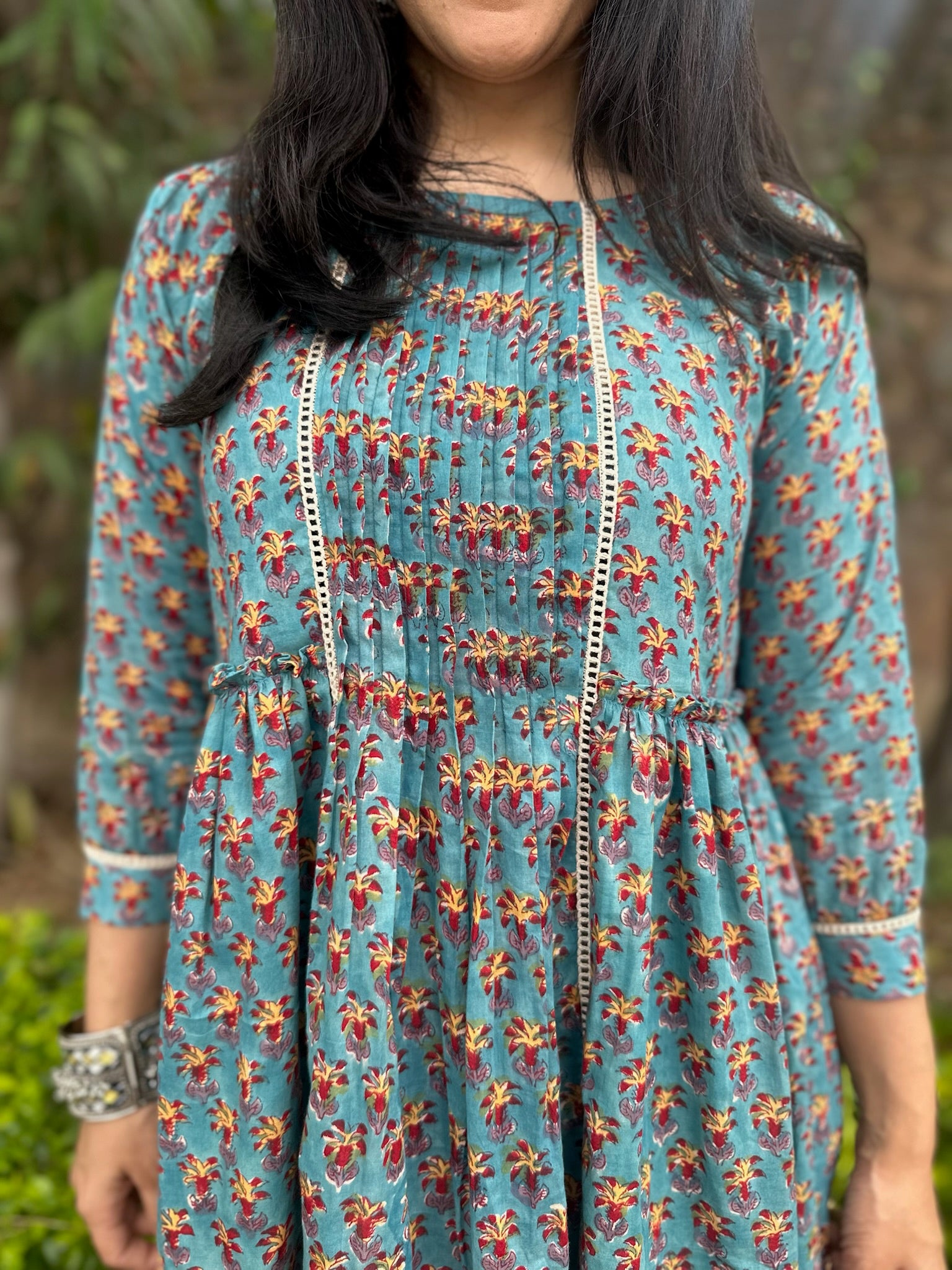 Peacock Blue Mulmul Maxi Dress