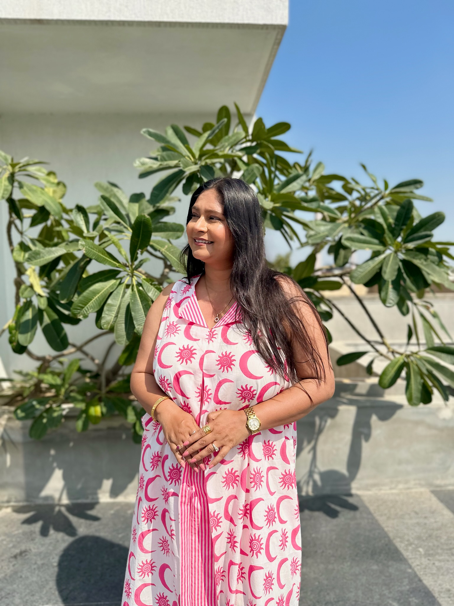 Sun and Moon Pink Midi Dress