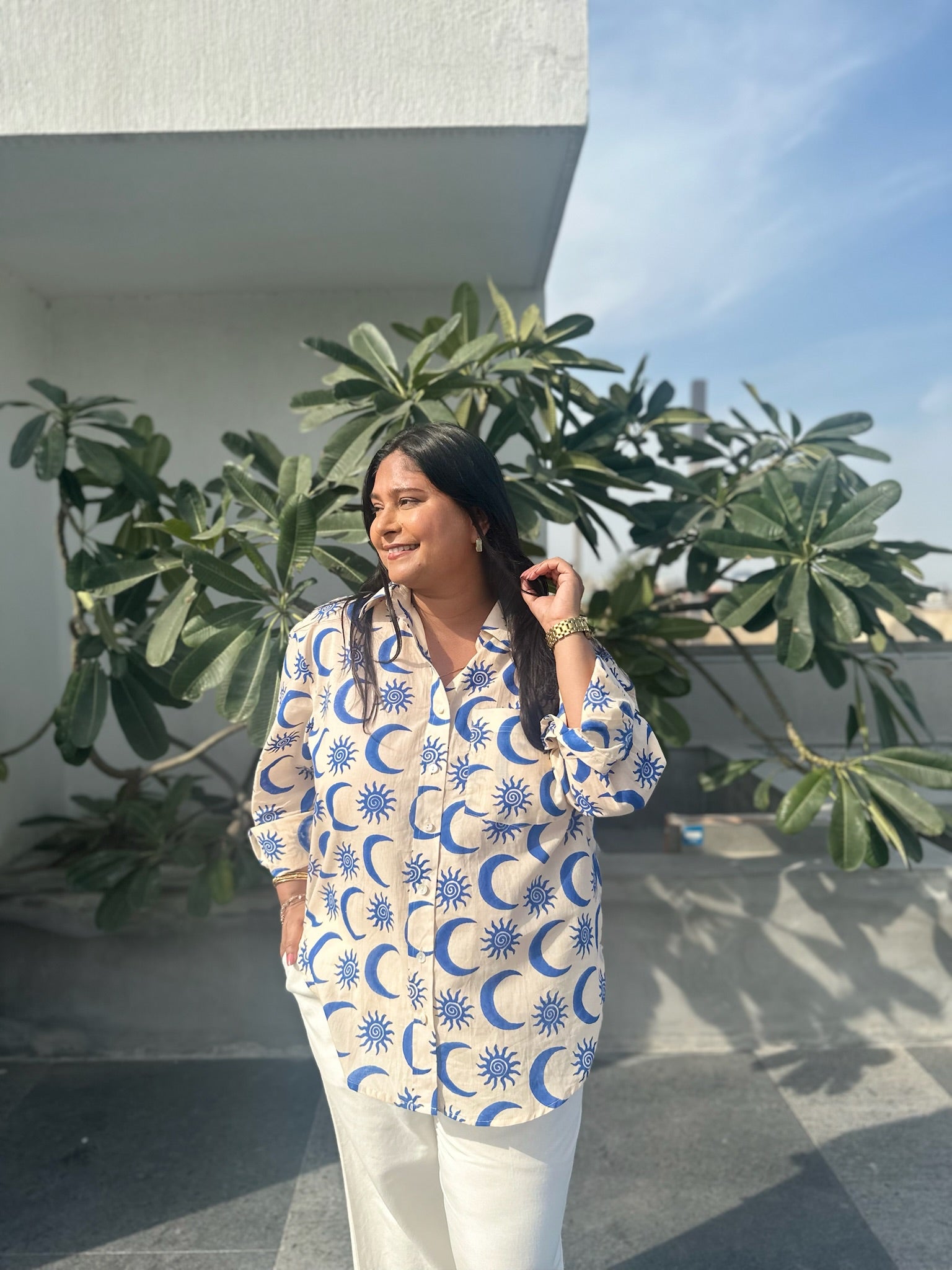 Sun and Moon Blue Shirt