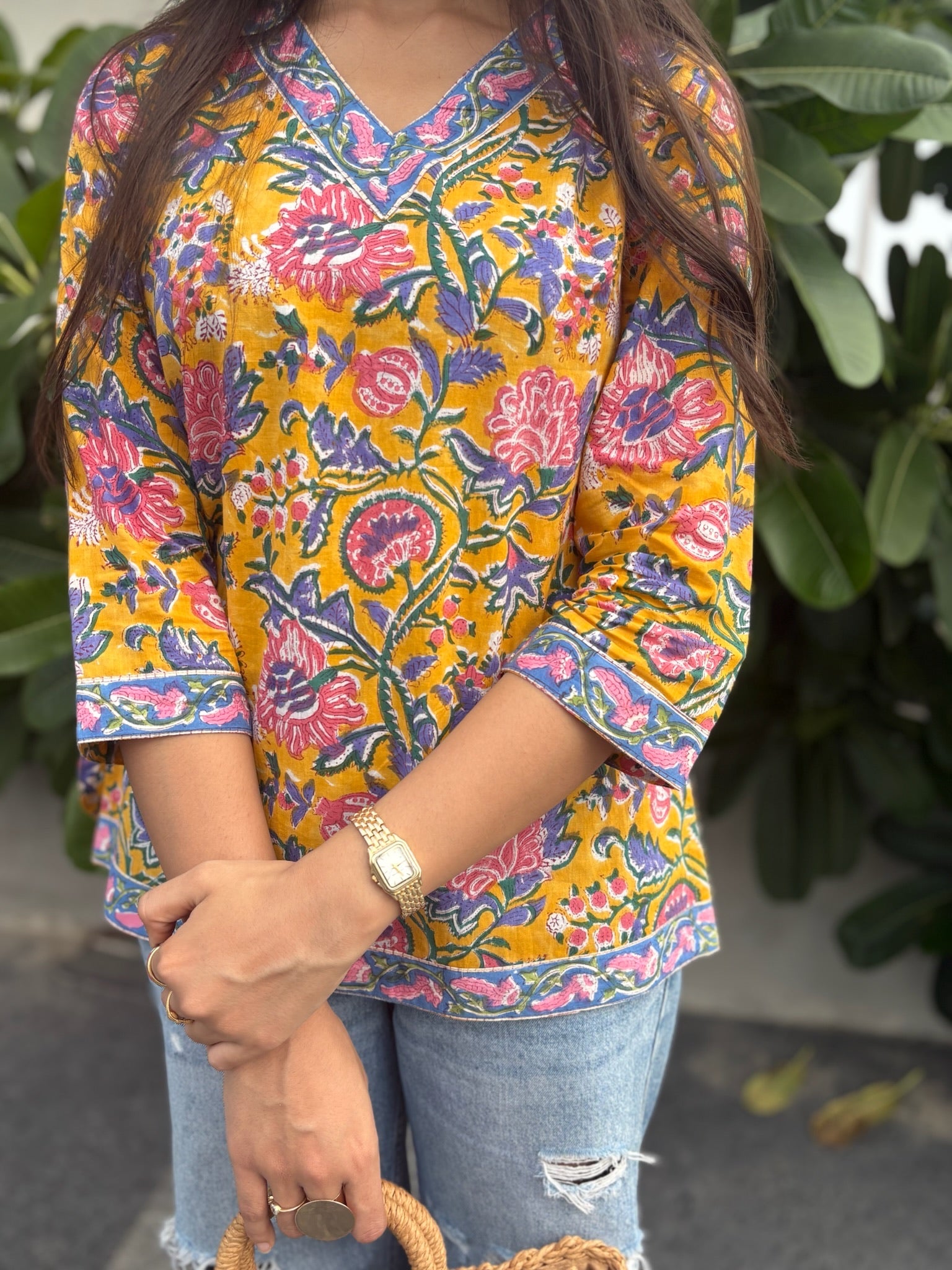 Tropical Marigold Short Kurti