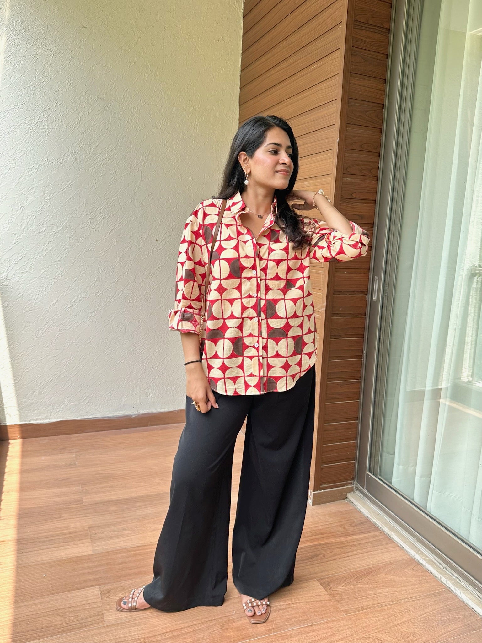 Exclusive Geometric Beige Shirt
