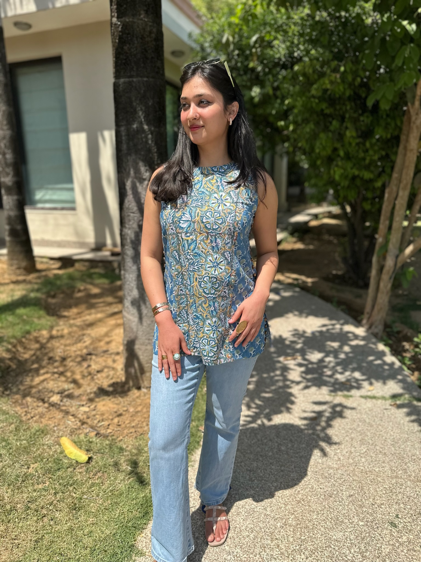 Berry Blue Halter Short Kurti