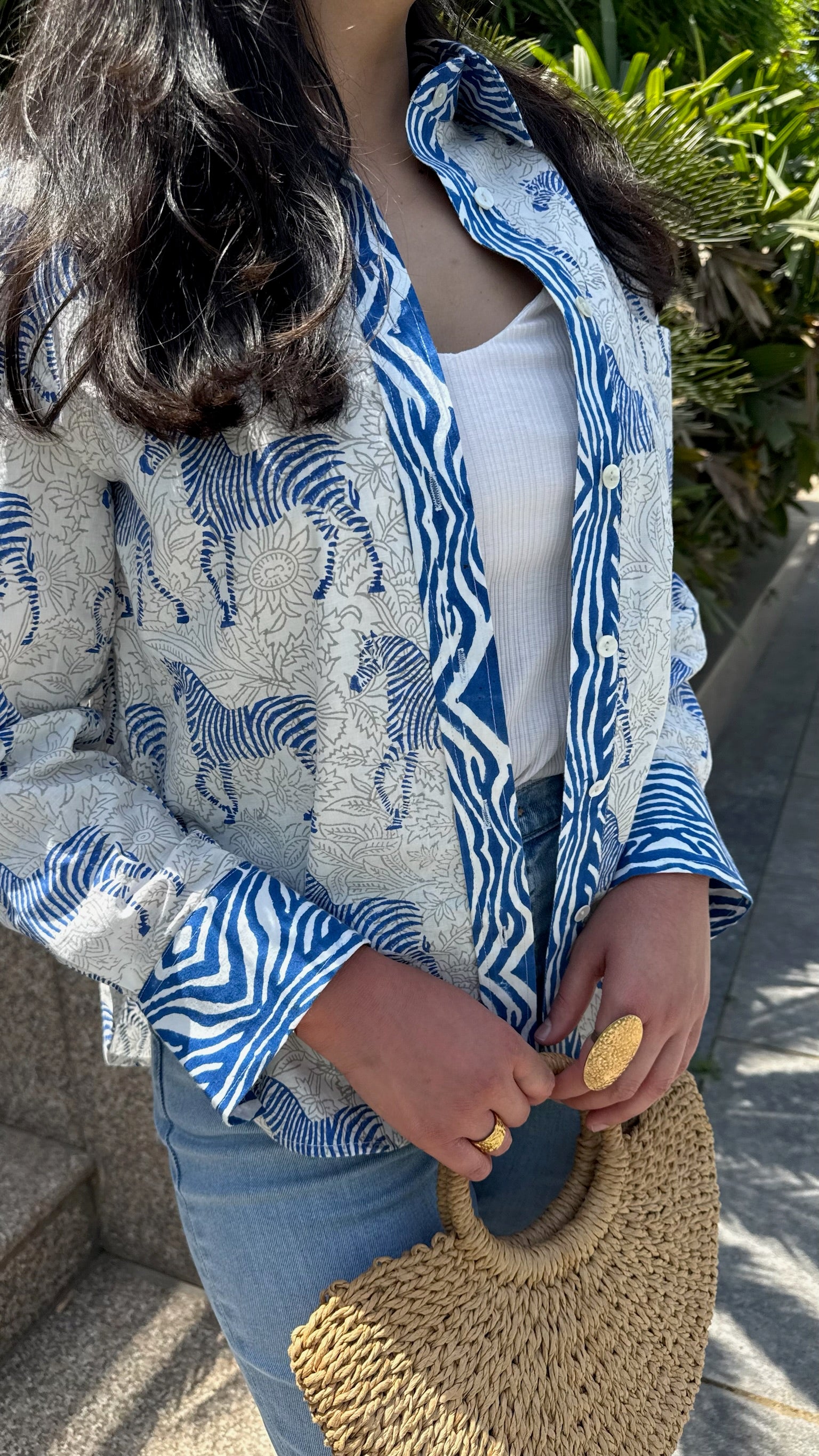 Zebra Striped Blue Shirt