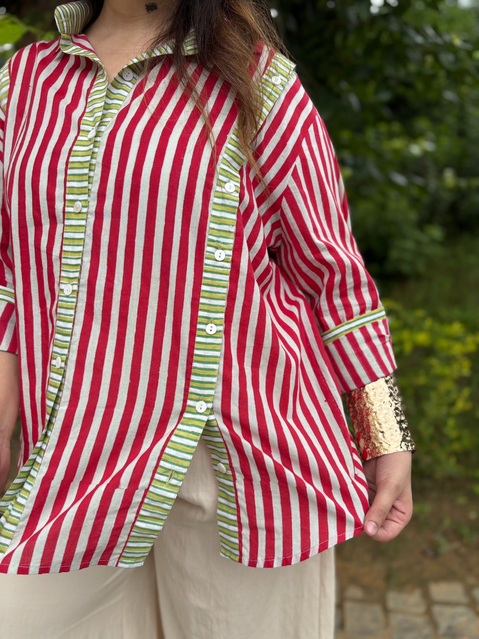 Limerick Red Multi Placket Shirt