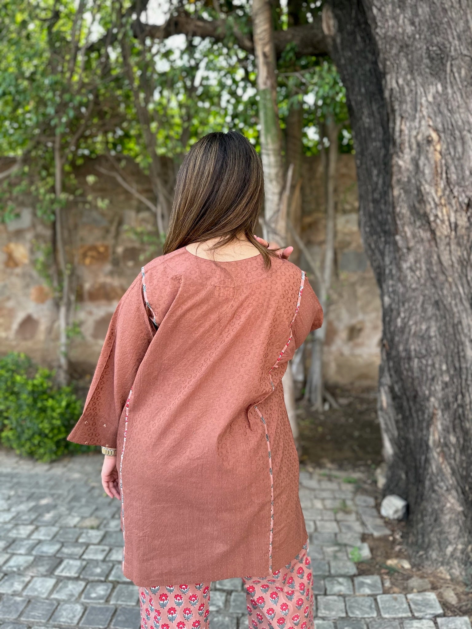 cinnamon brown short dobby co-ord set