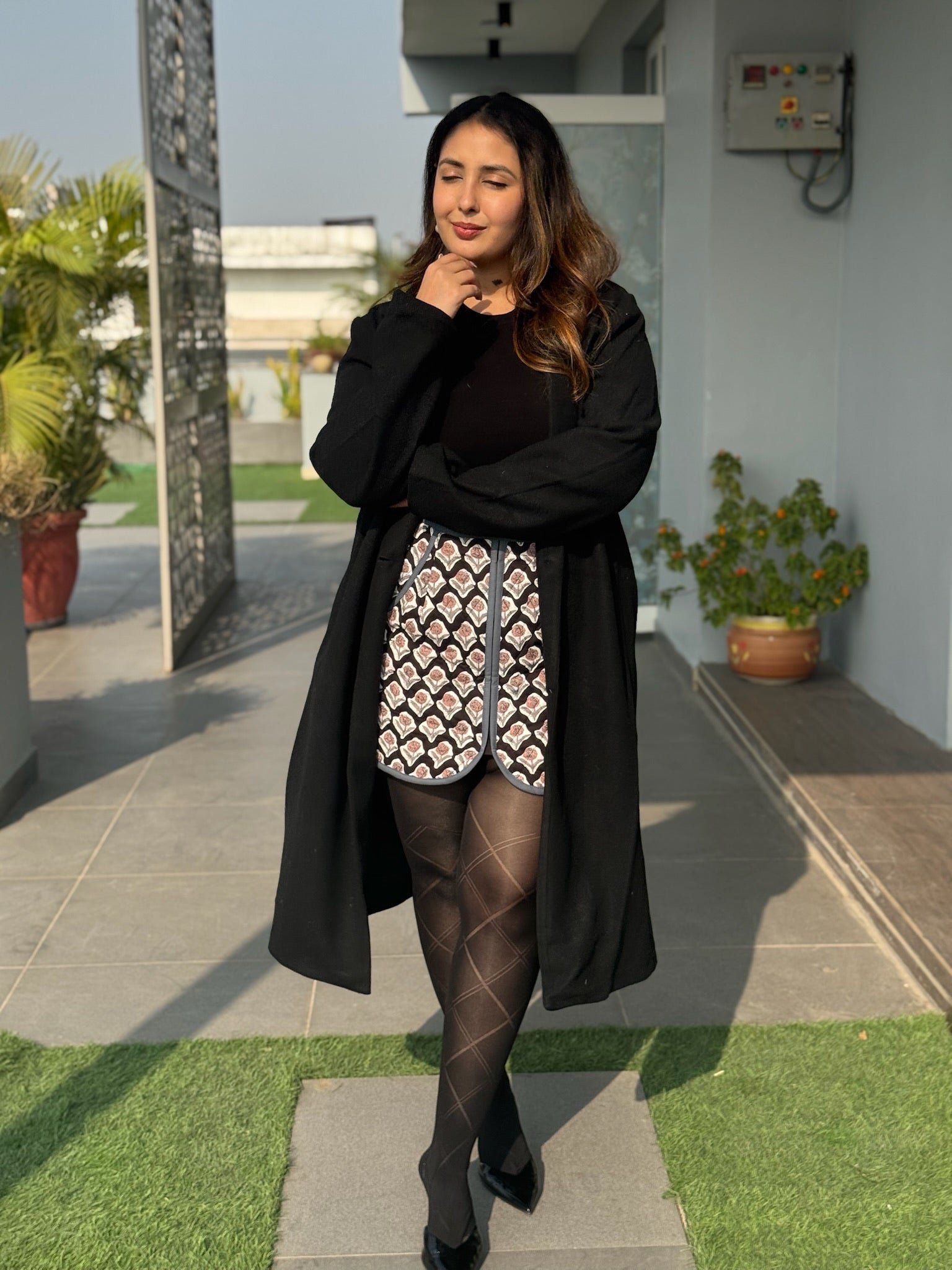 Charcoal Black Quilted Skirt