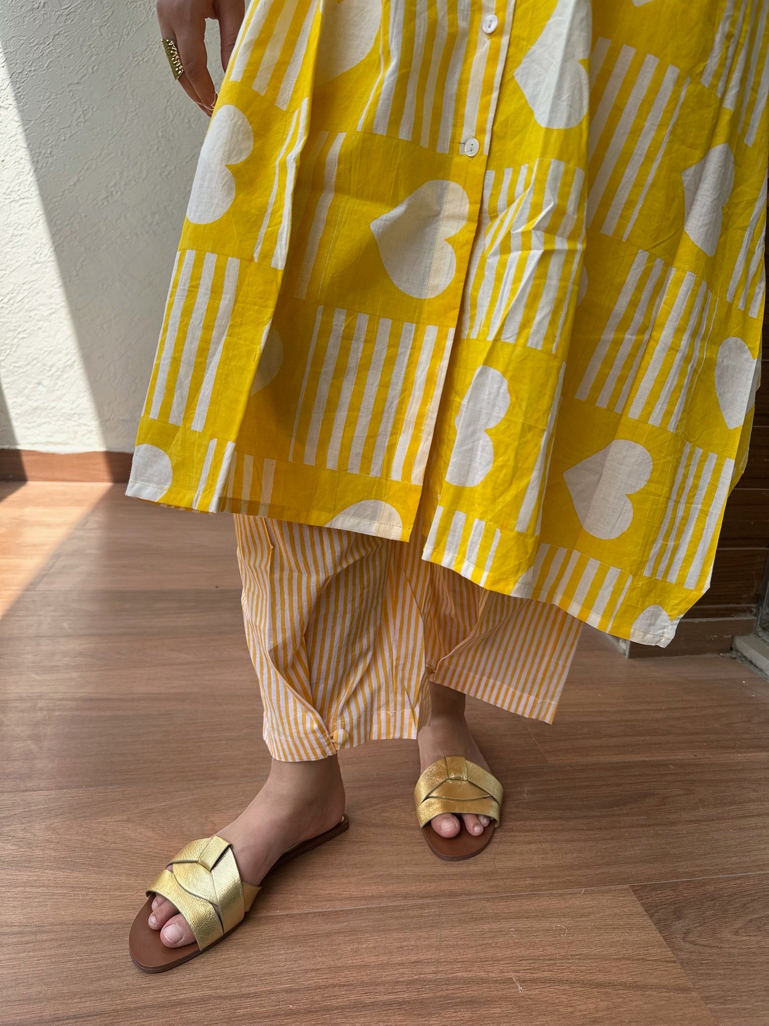 Yellow Heart Asymmetric Co-Ord Set
