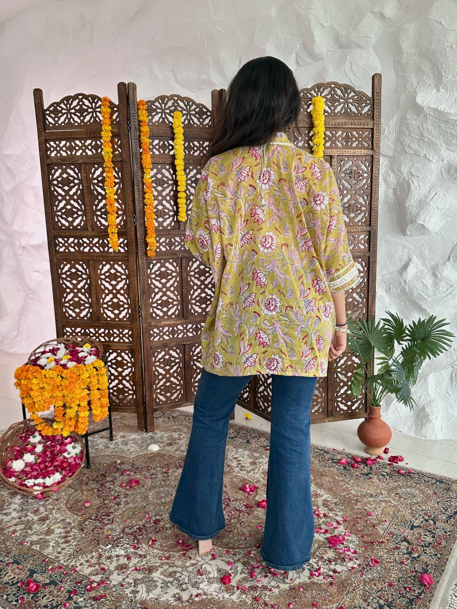 Harvest Glow Asymmetric Mulmul Shirt