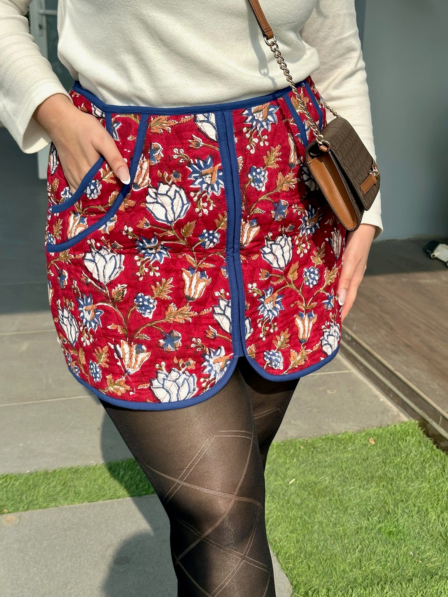 Rustic Red Quilted Skirt