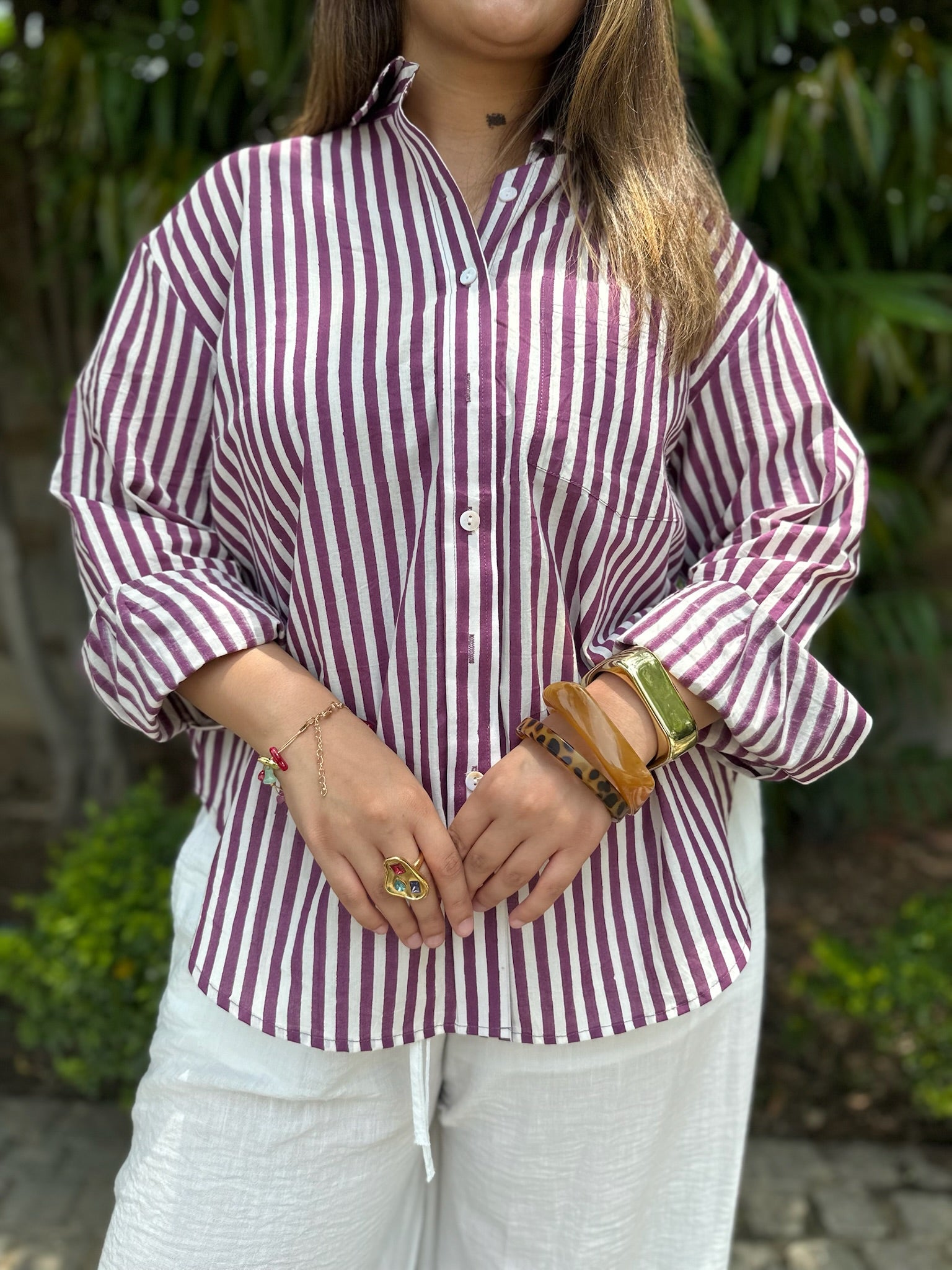 mono jamun striped shirt