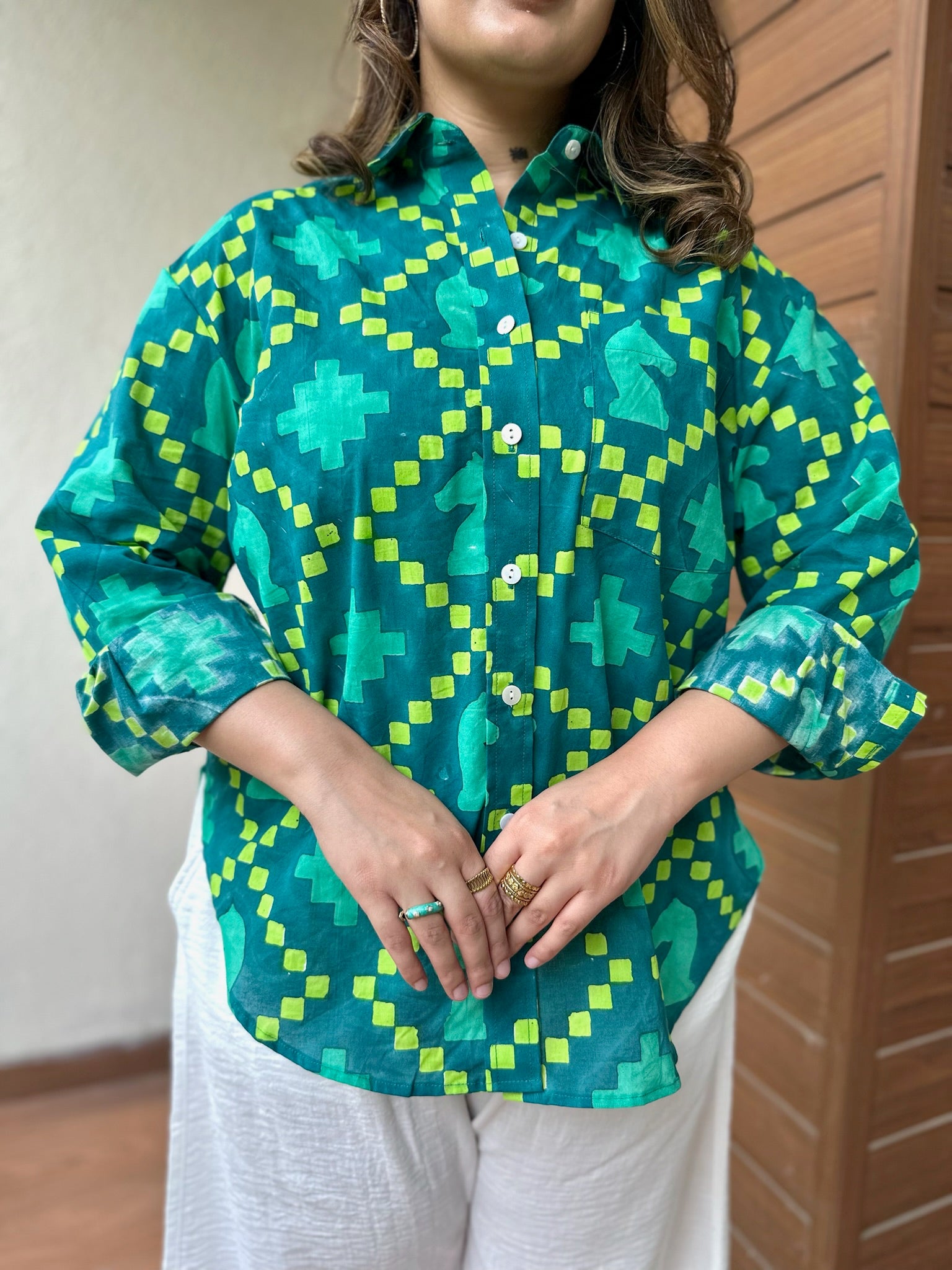 Exclusive Shatranj Green Shirt
