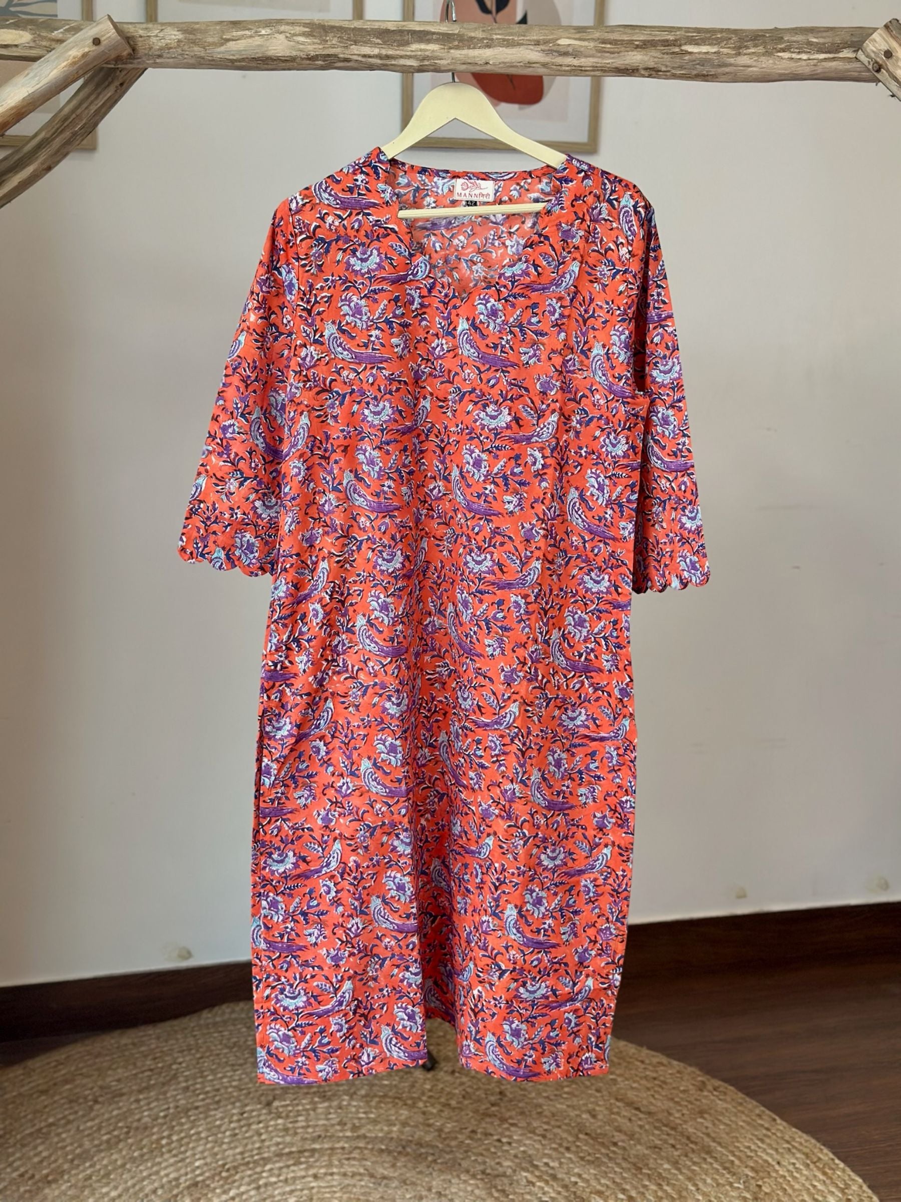 Deep Coral Long Kurta