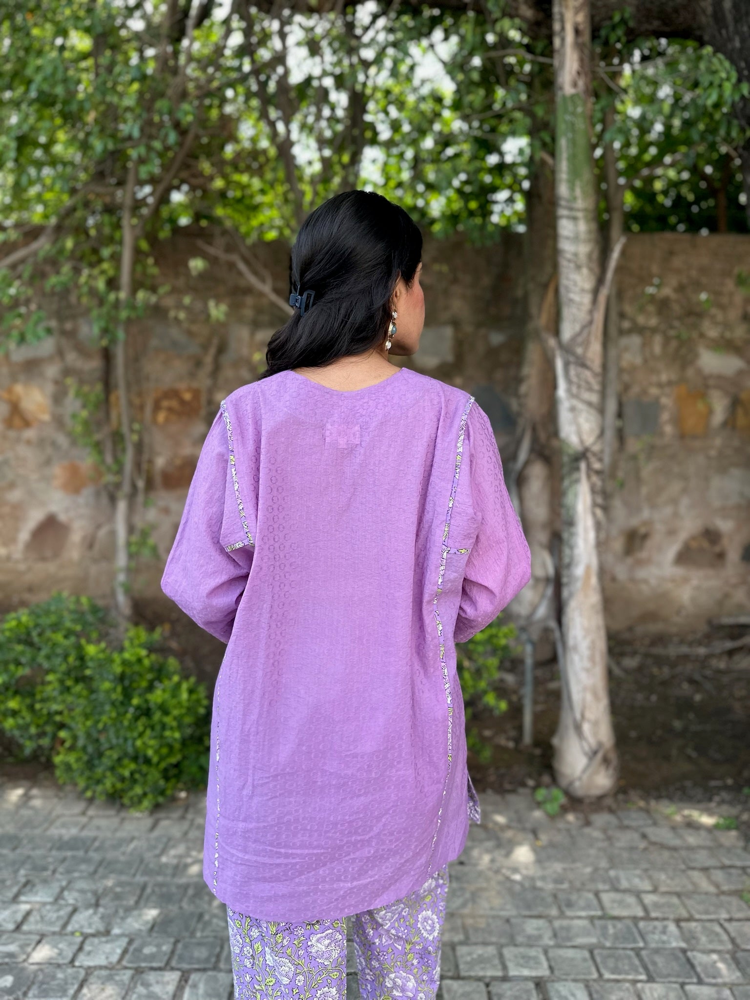 wisteria purple short dobby co-ord set