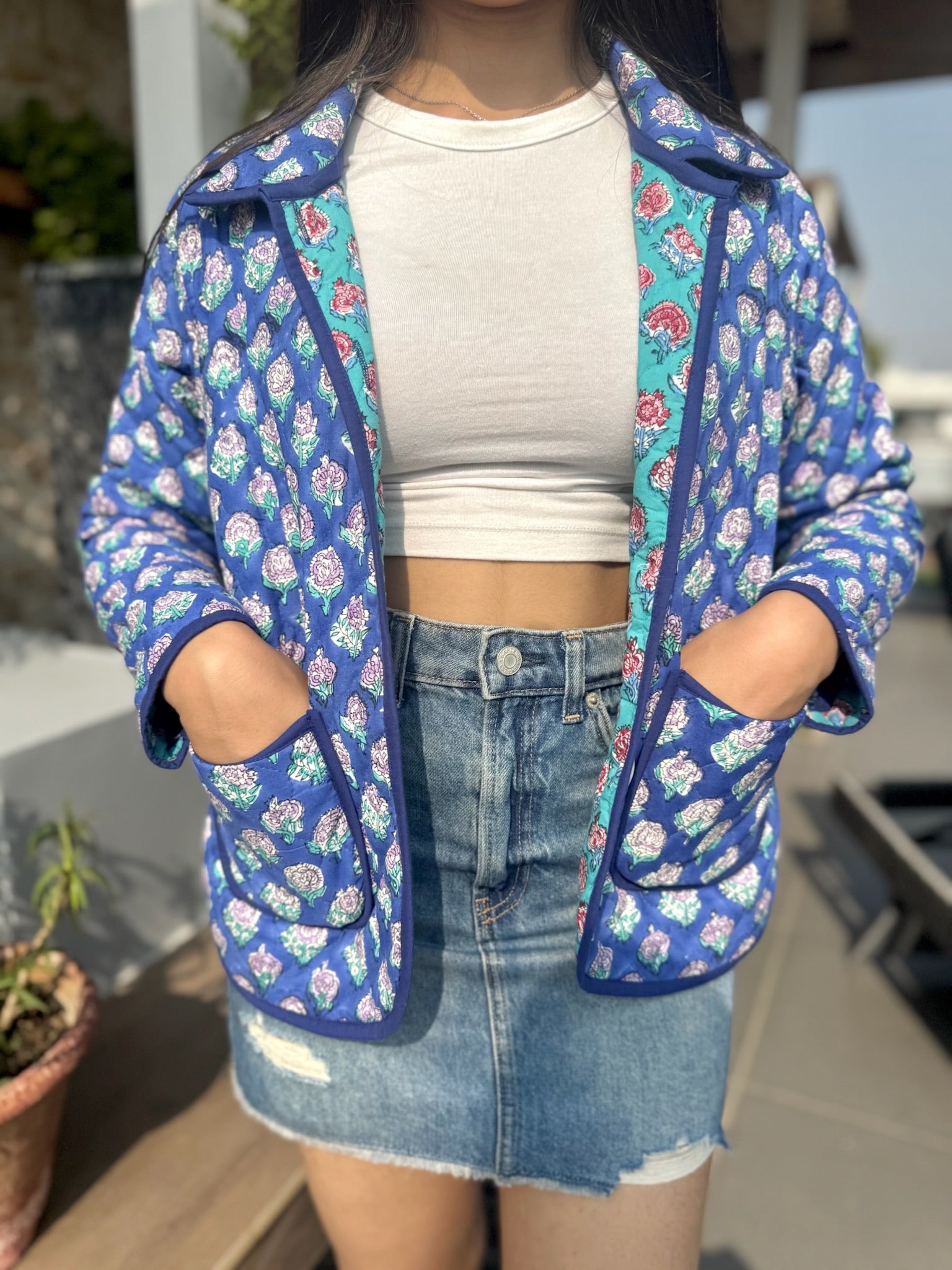 Purple Blue Bomber Jacket