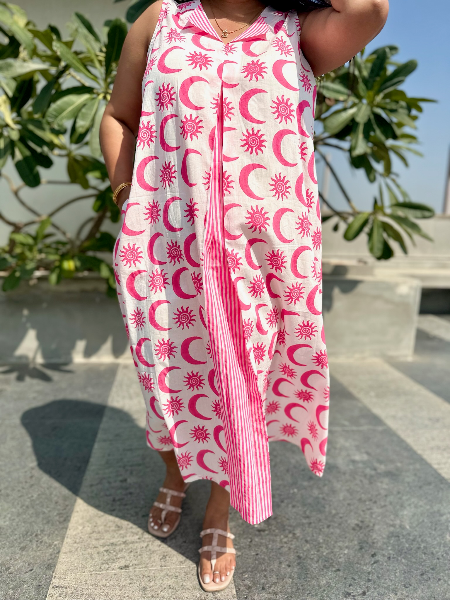 Sun and Moon Pink Midi Dress